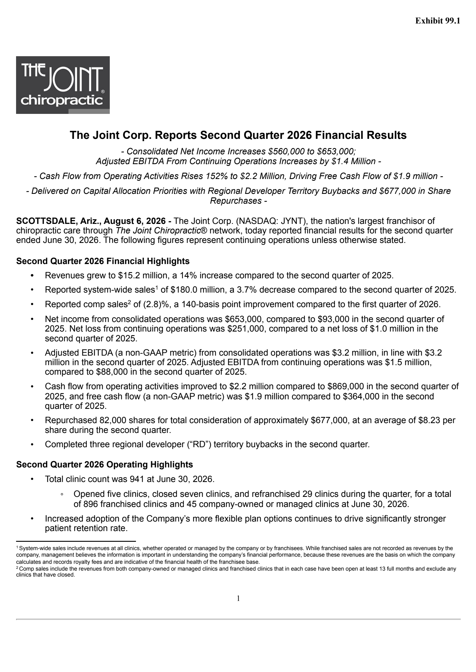 Joint's Q2 2026 Press Release