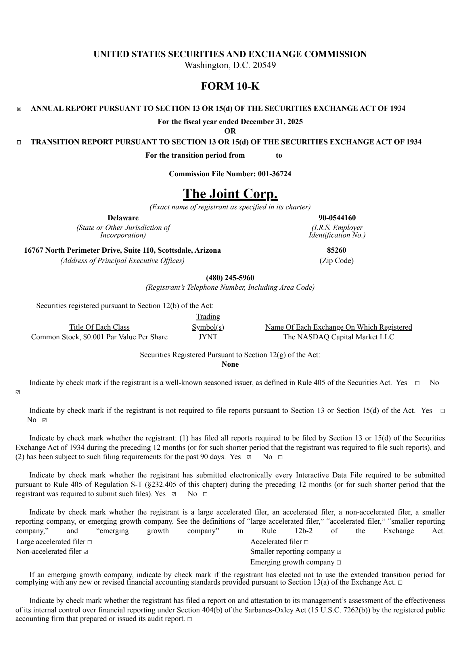 Joint's Q4 2025 Annual report