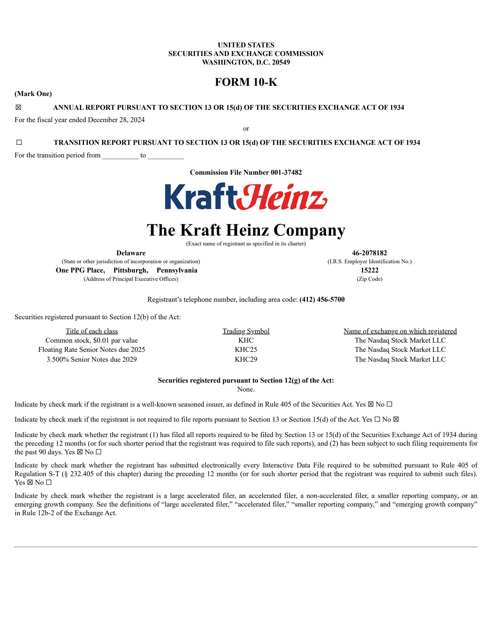 Kraft Heinz's Q4 2024 Prepared Remarks Annual Report