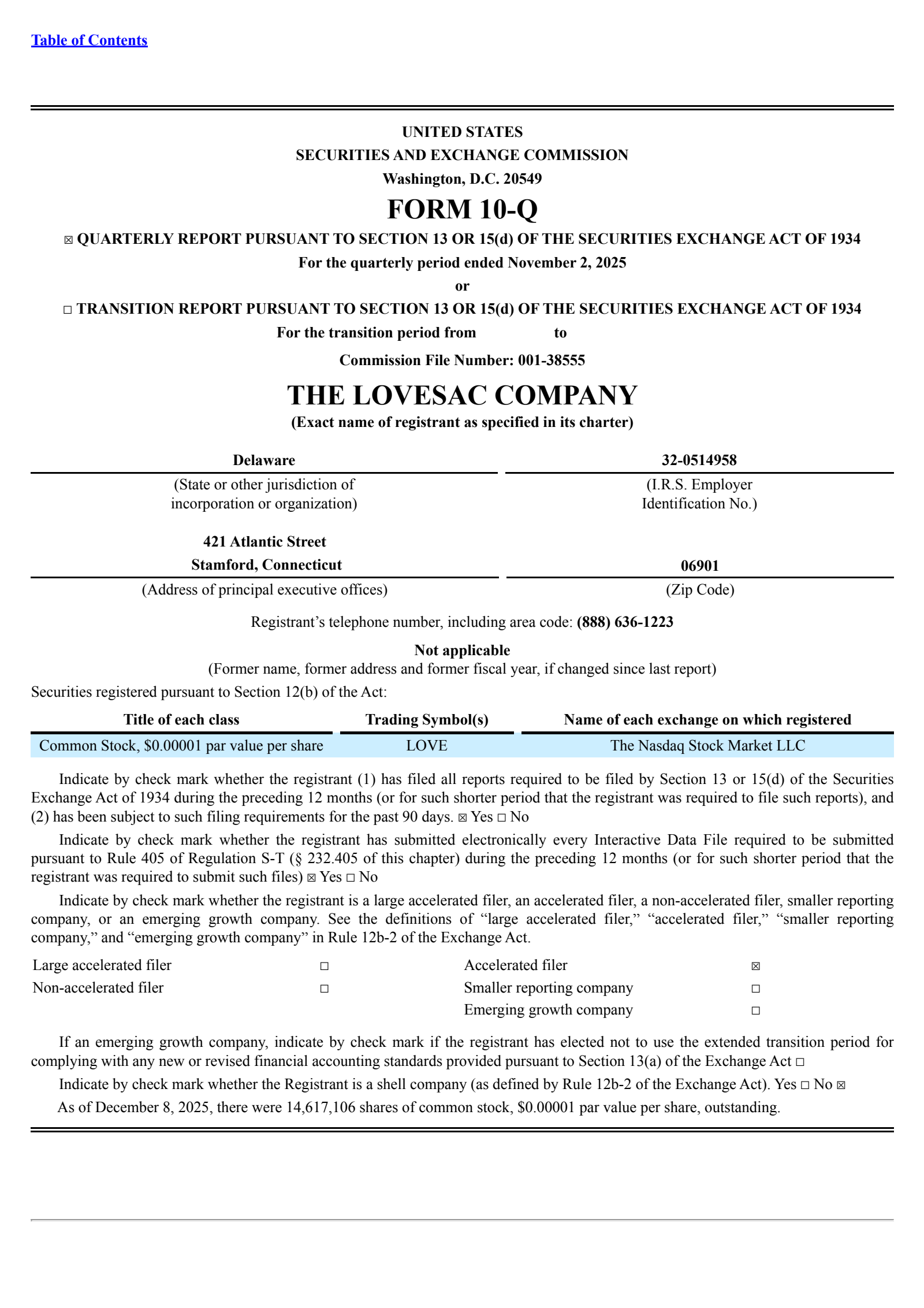 Lovesac's Q3 2026 Quarterly Report