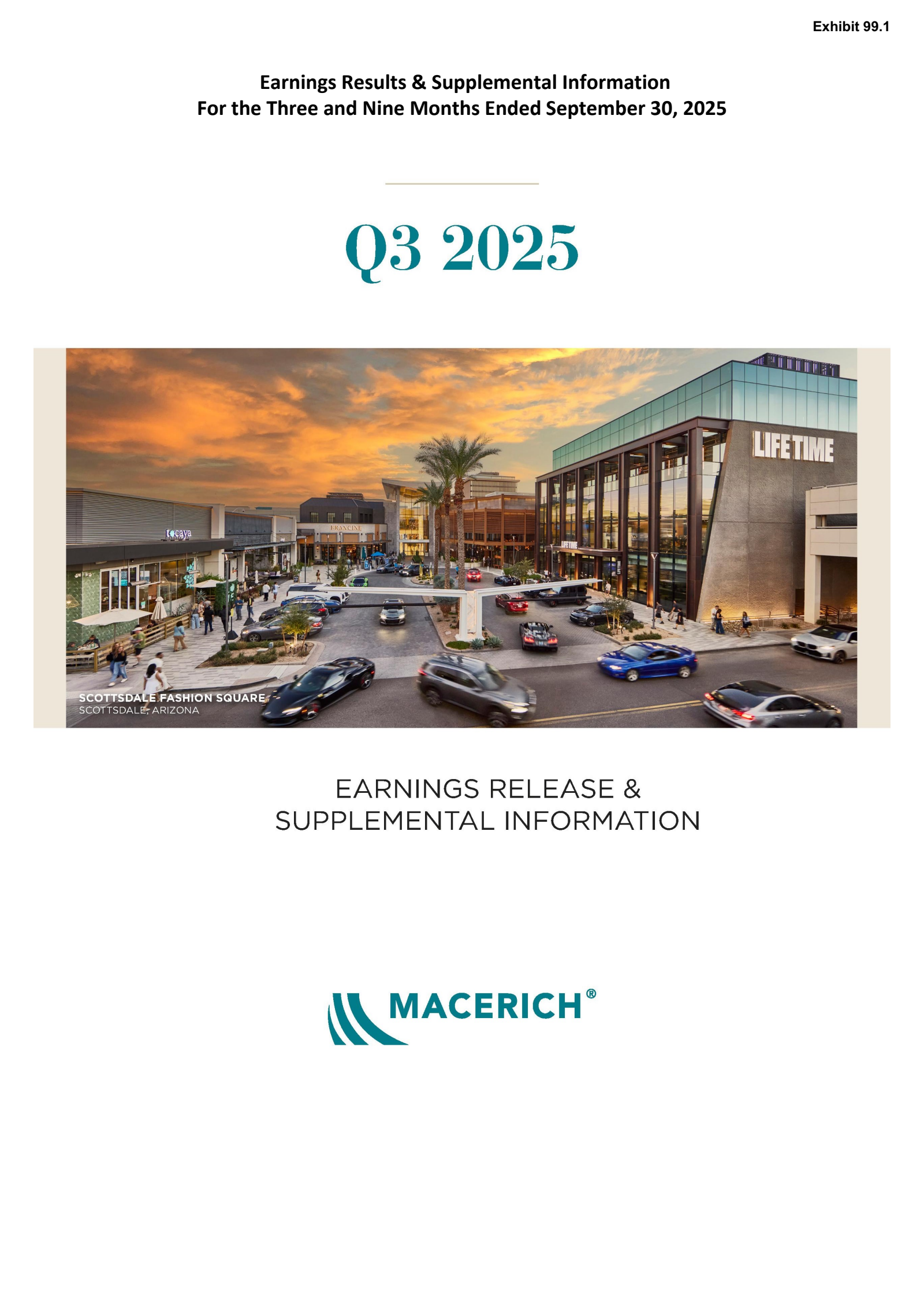 Macerich's Q3 2025 Earnings Release