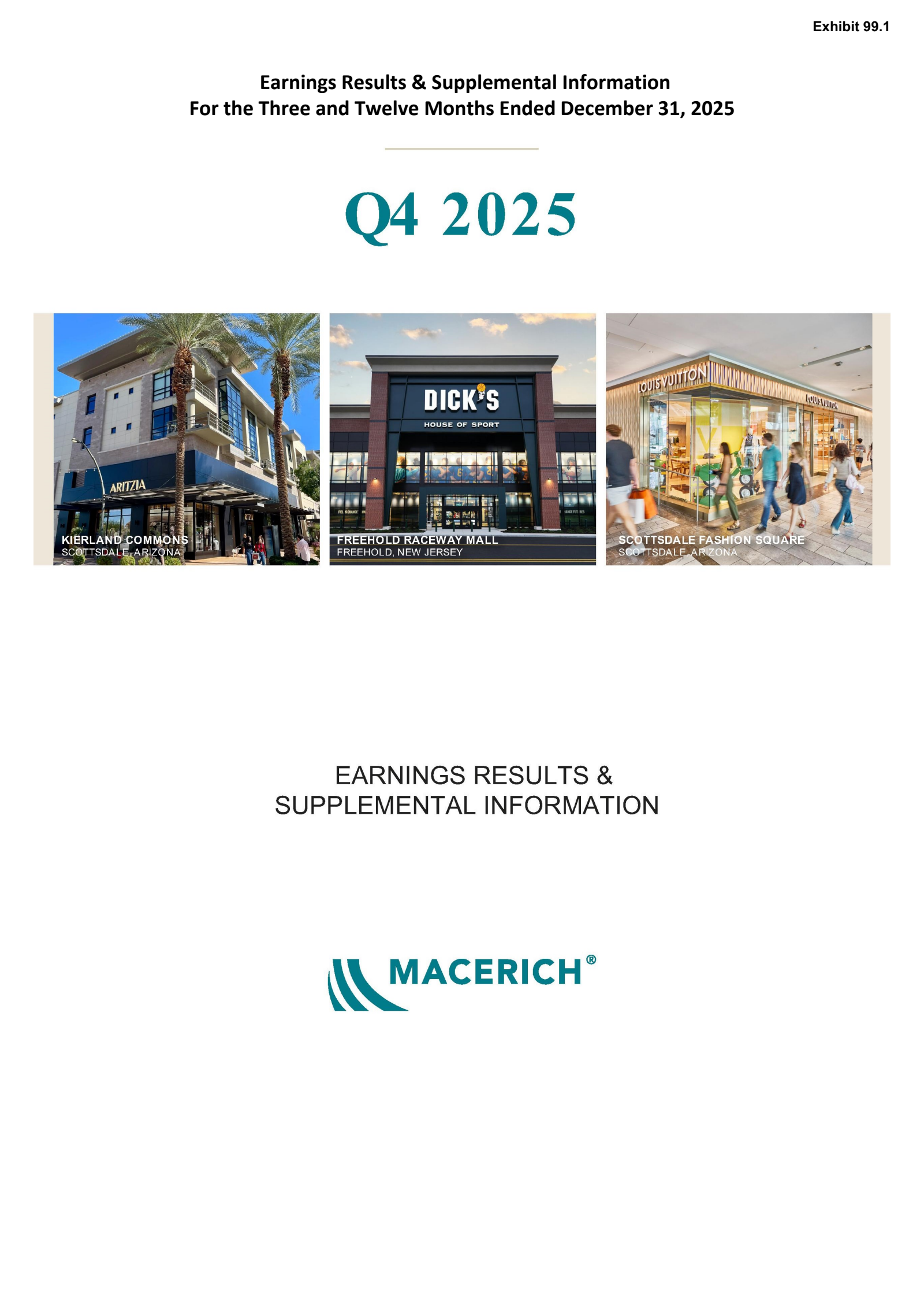Macerich's Q4 2025 Press Release