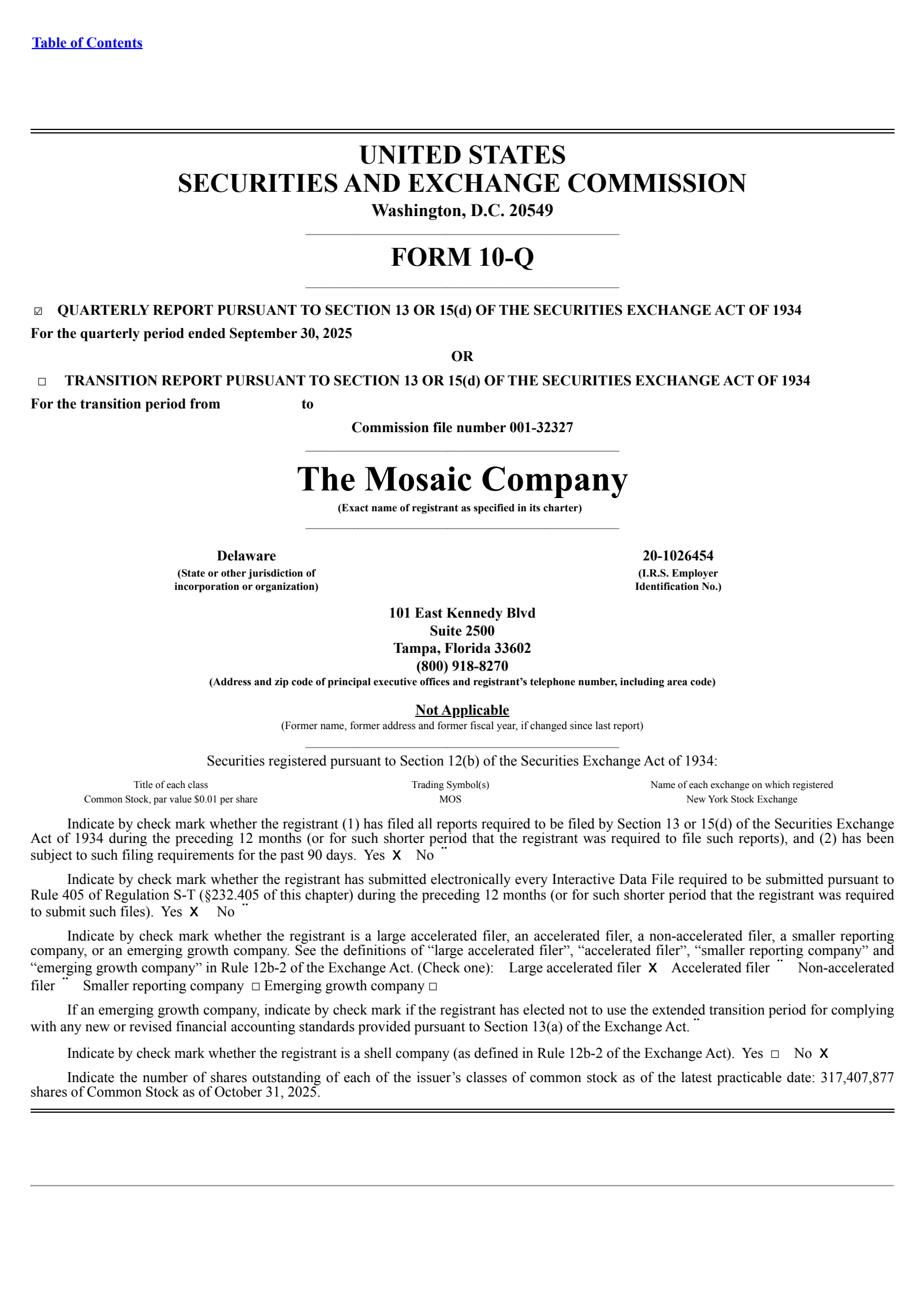 Mosaic's Q3 2025 Quarterly Report