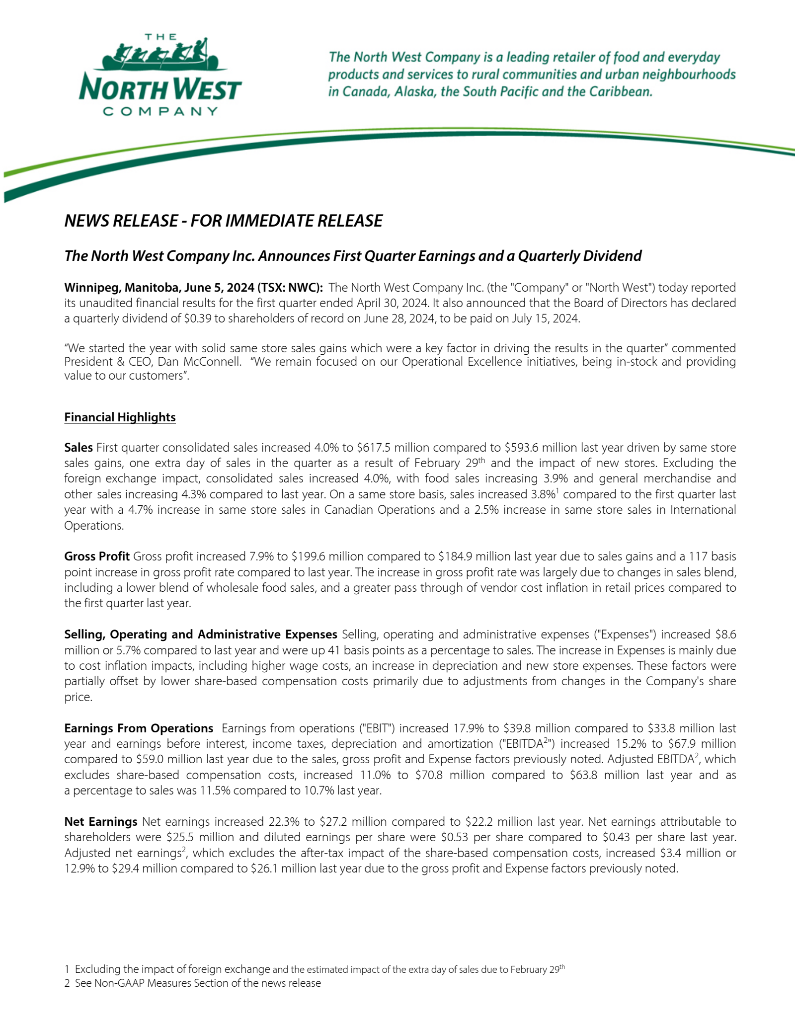 North West's Q1 2025 Press Release