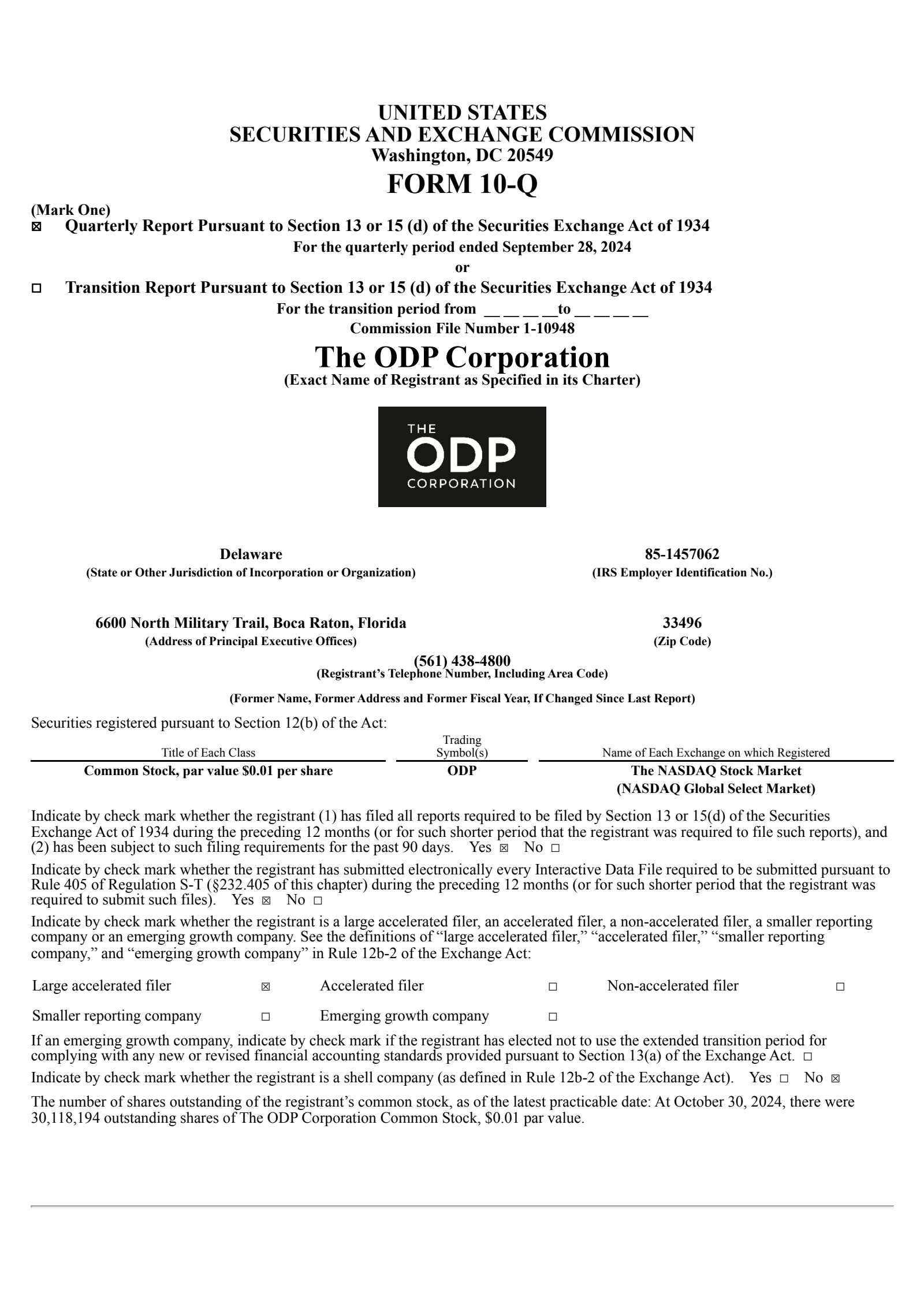 ODP's Q3 2024 Quarterly report