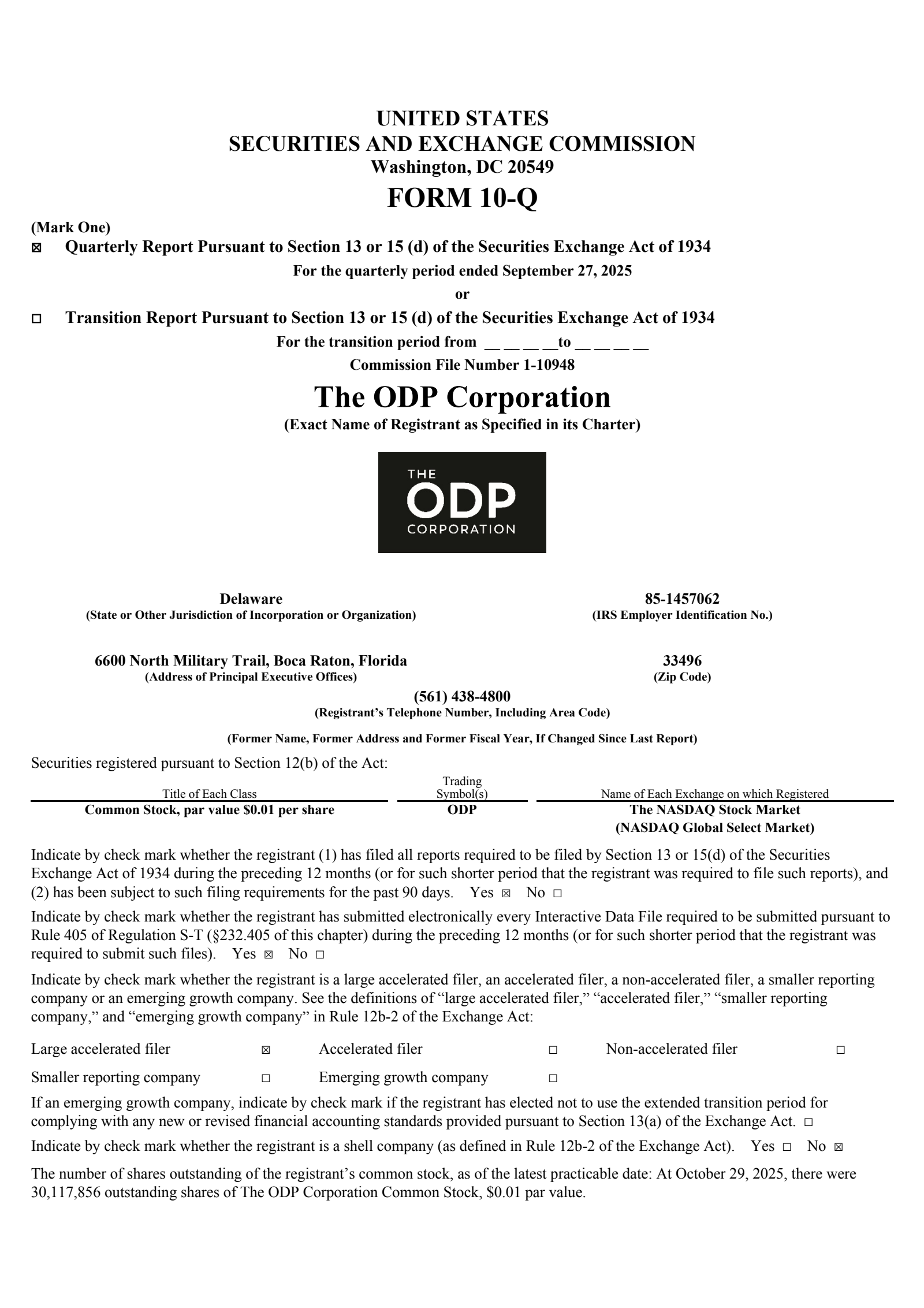 ODP's Q3 2025 Quarterly Report