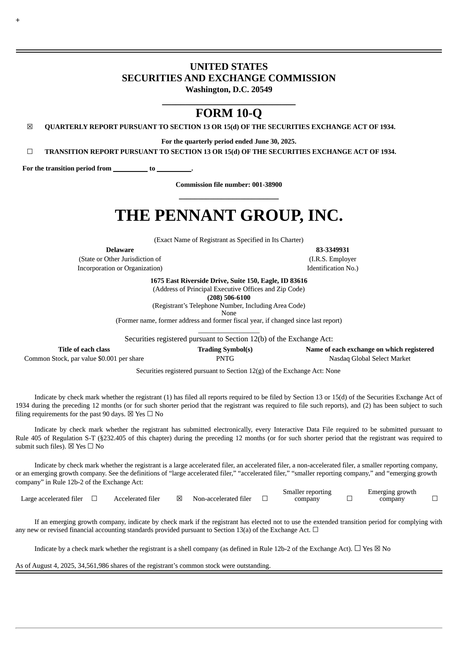 The Pennant Group's Q2 2025 Quarterly report
