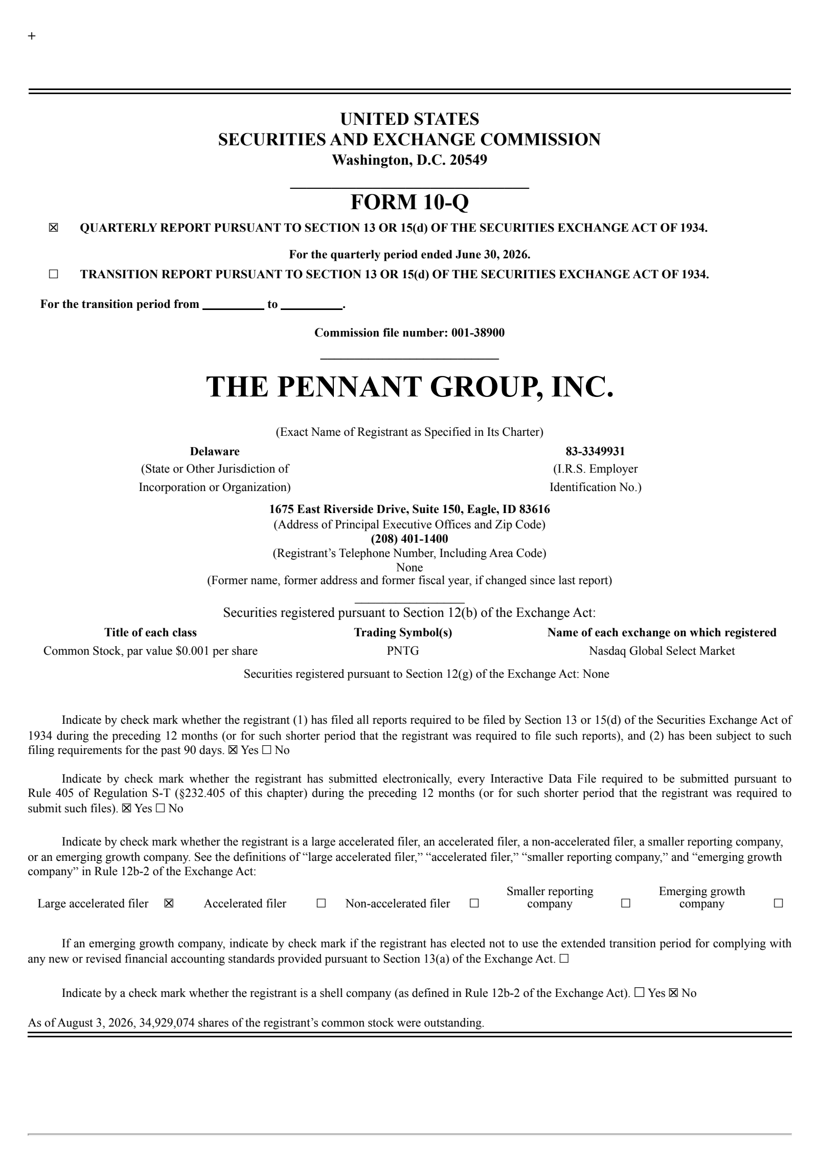 The Pennant Group's Q2 2026 Quarterly report
