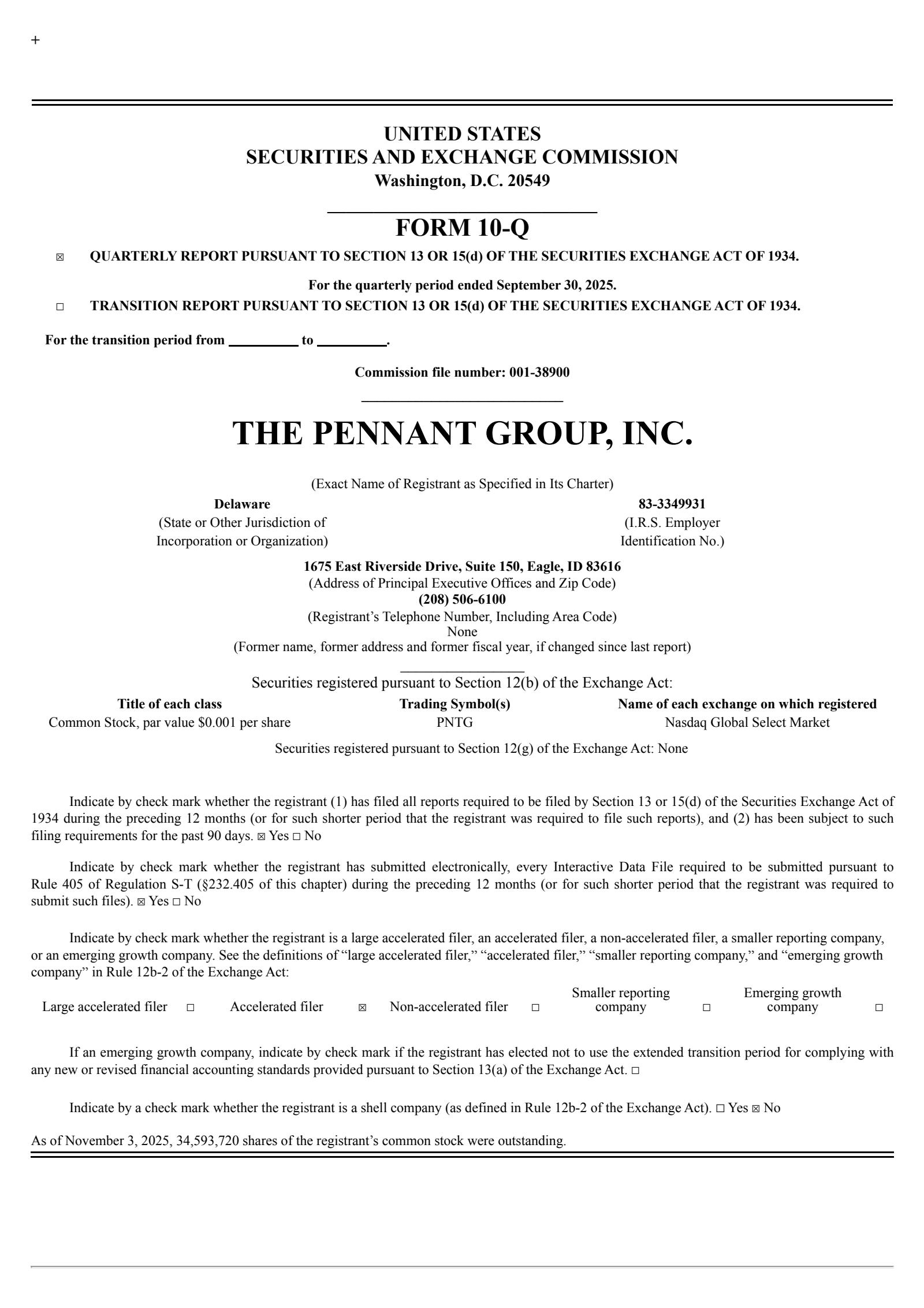 The Pennant Group's Q3 2025 Quarterly Report