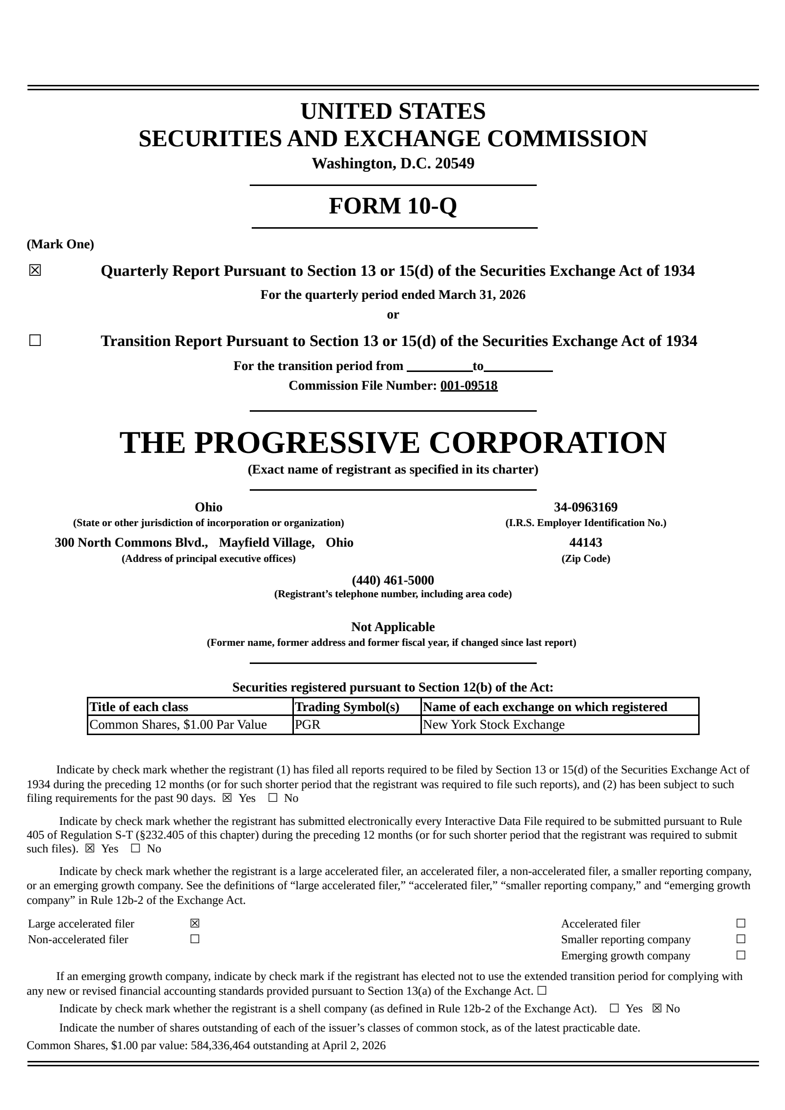 Progressive's Q1 2026 Quarterly report