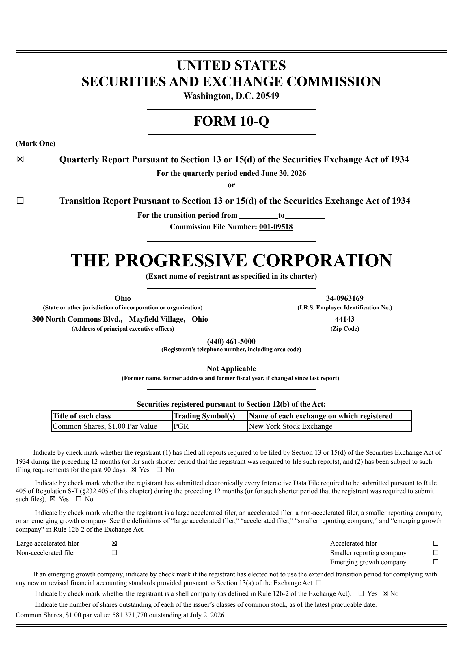 Progressive's Q2 2026 Quarterly report