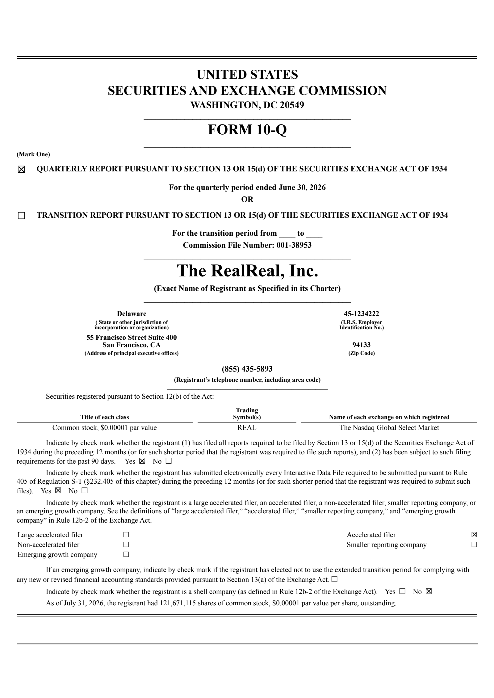 RealReal's Q2 2026 Quarterly report
