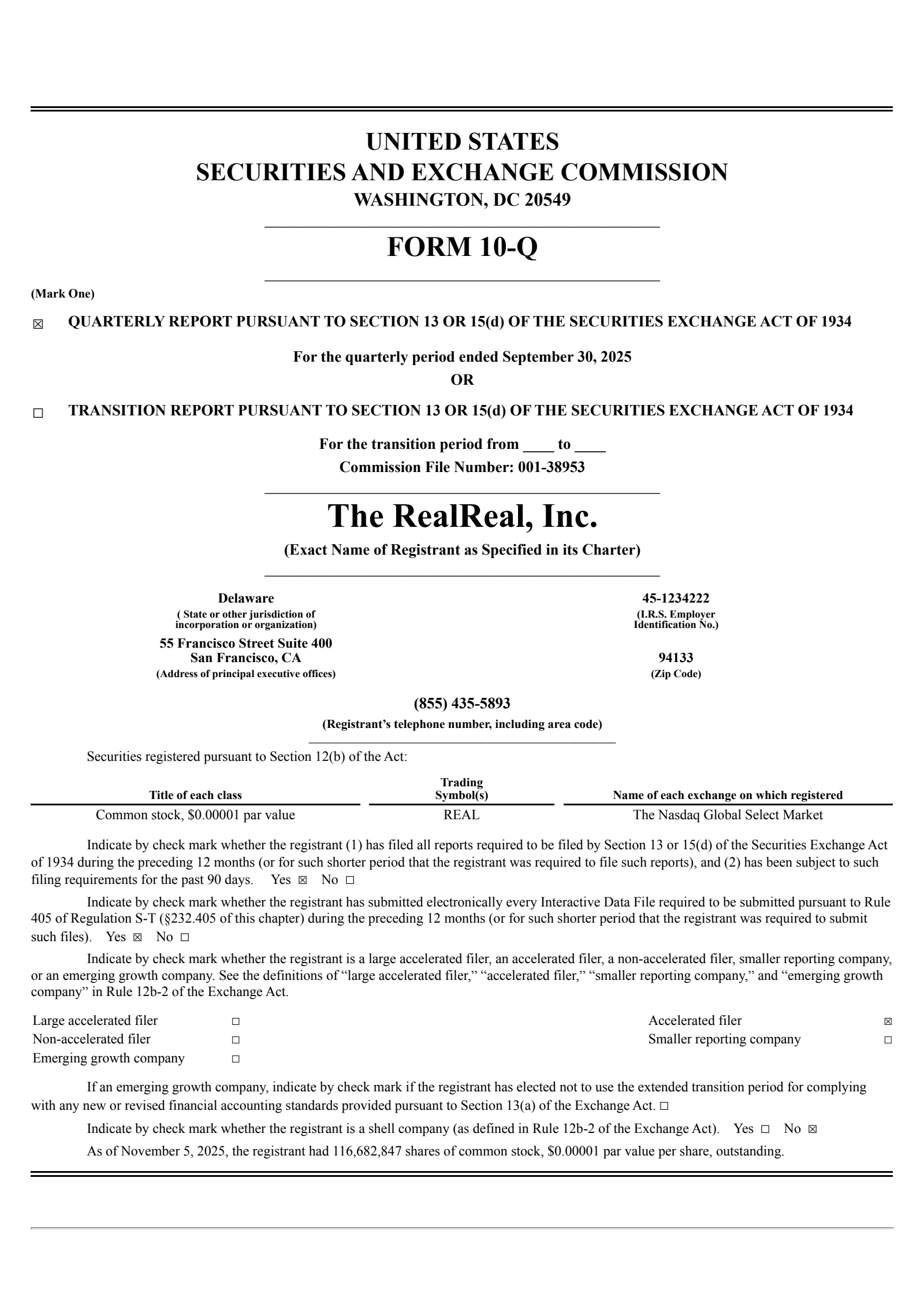 RealReal's Q3 2025 Quarterly Report