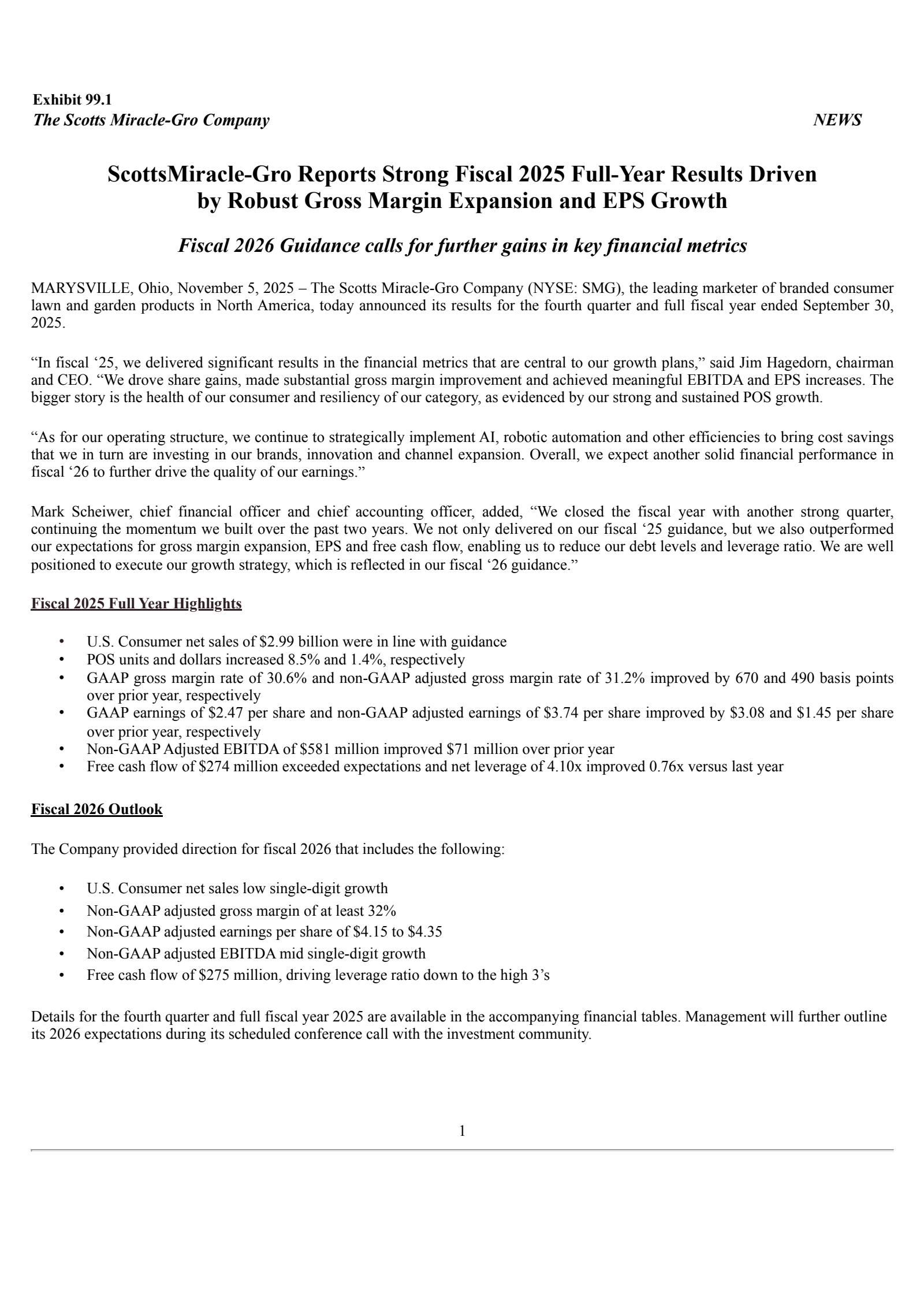 Scotts Miracle-Gro's Q4 2025 Earnings Release
