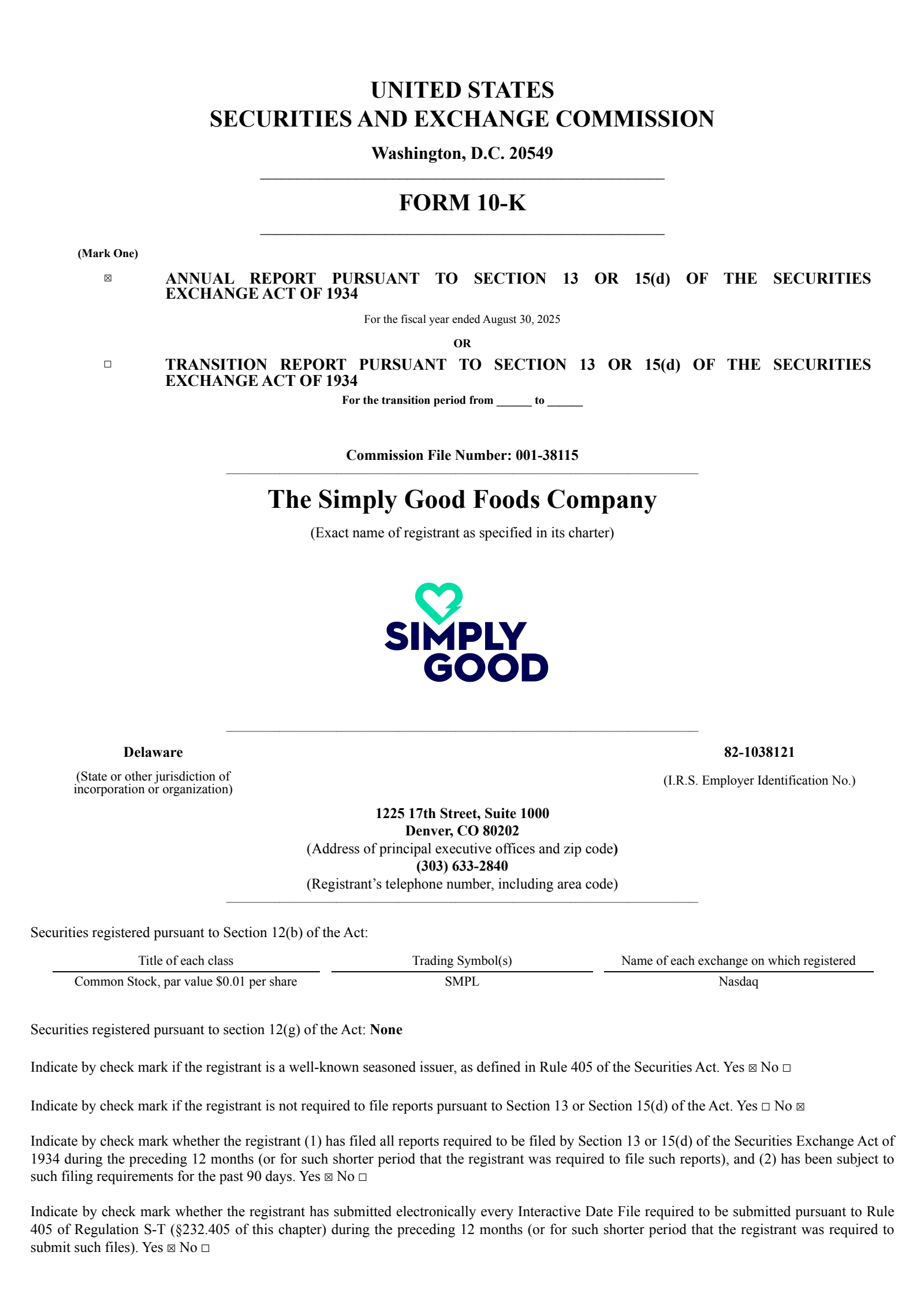 Simply Good Foods' Q4 2025 Annual Report
