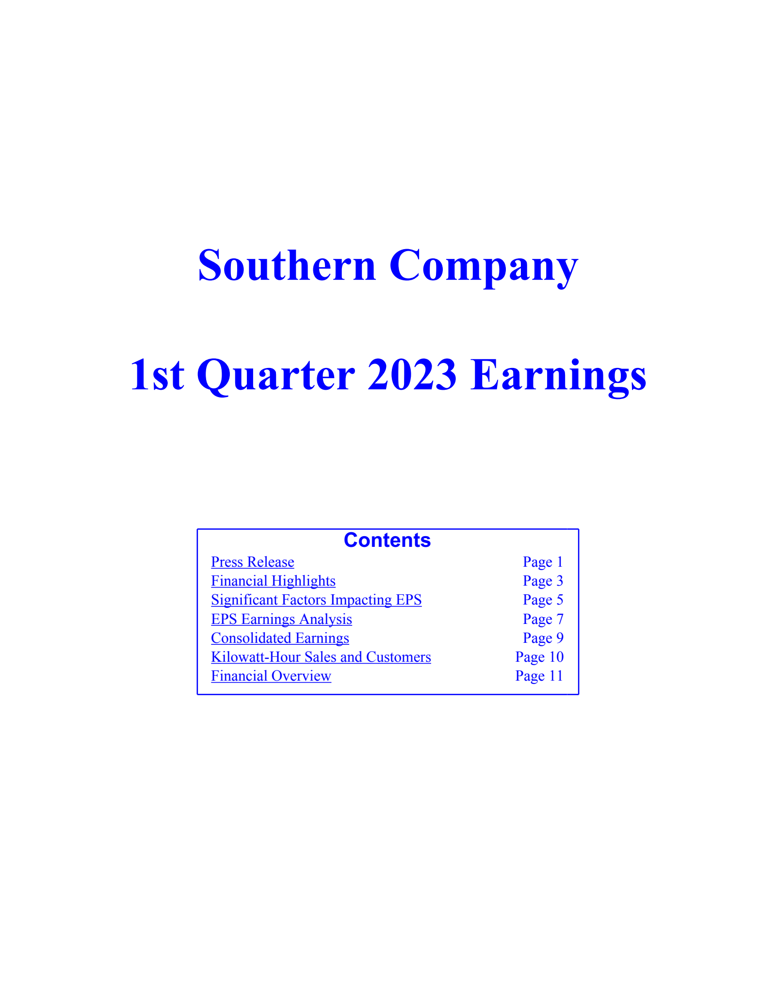 Southern's Q1 2023 Earnings Release