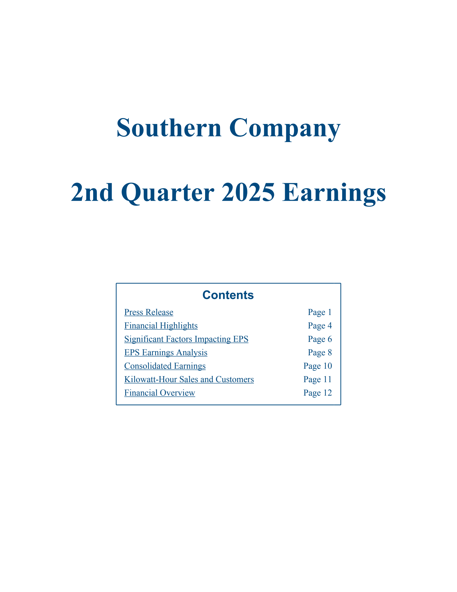 Southern's Q2 2025 Earnings Release