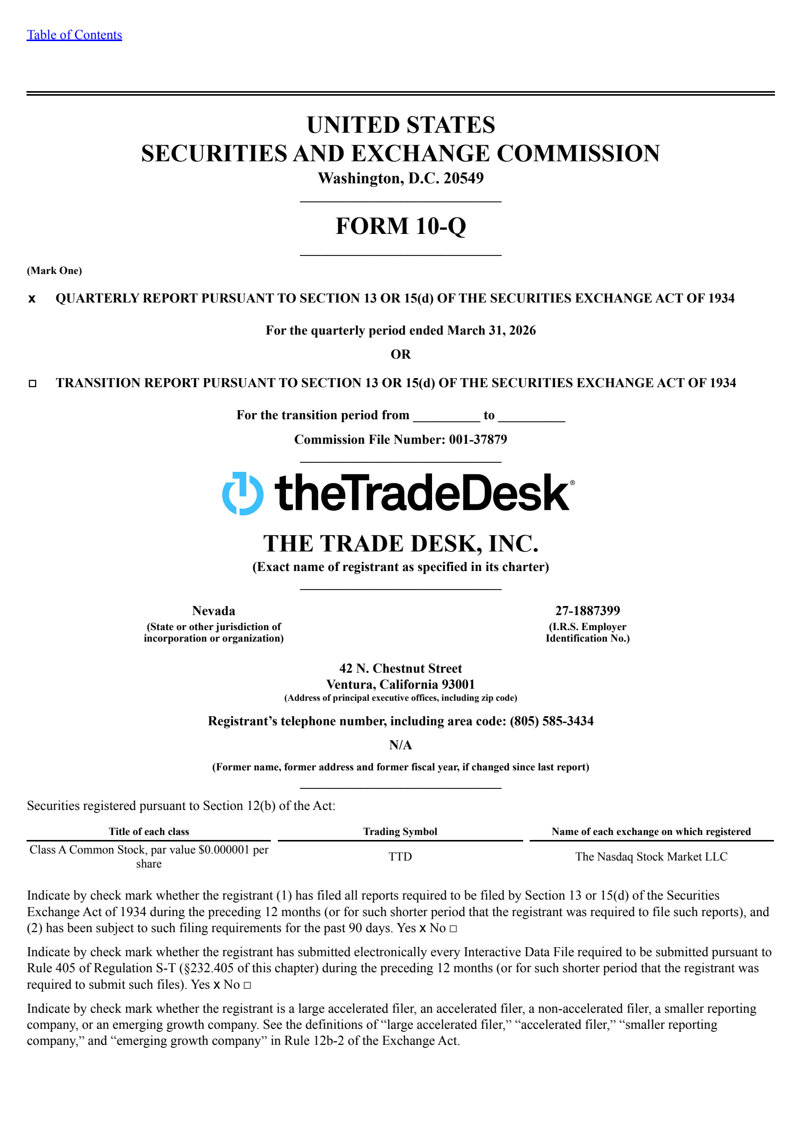 Trade Desk's Q1 2026 Quarterly report