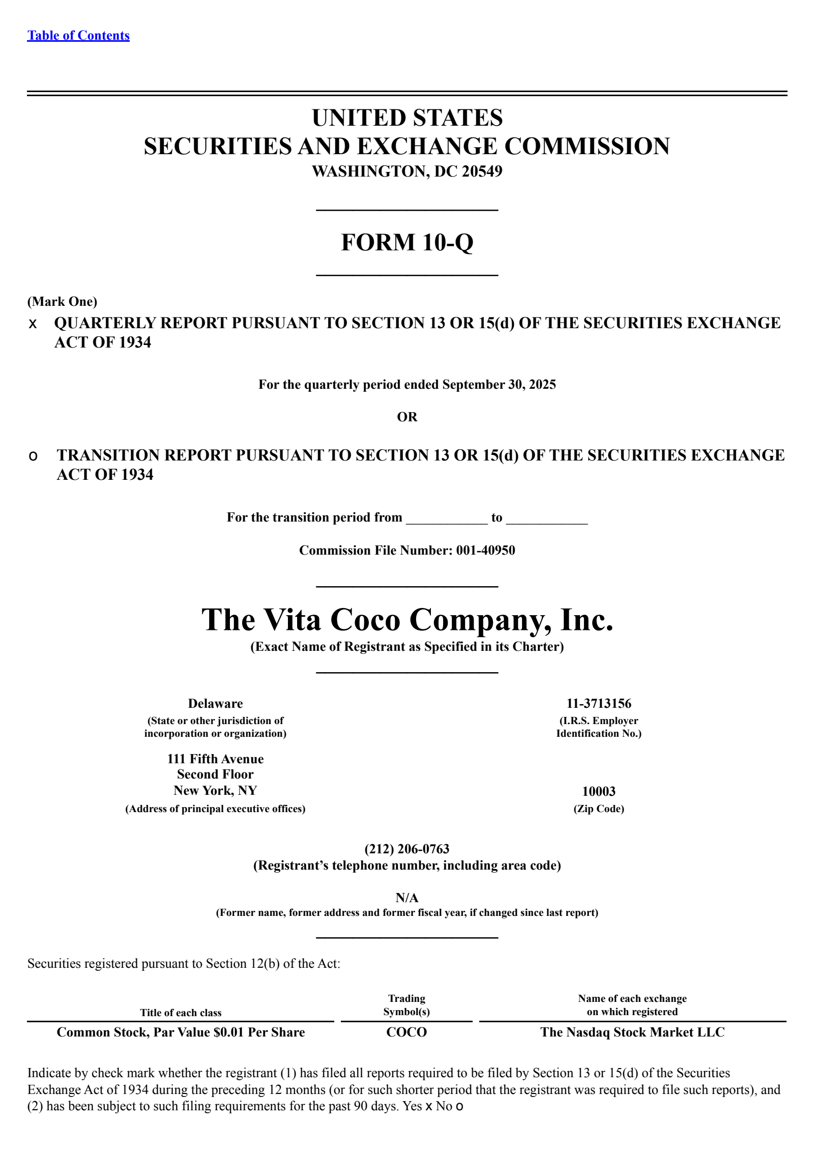 Vita Coco's Q3 2025 Quarterly Report