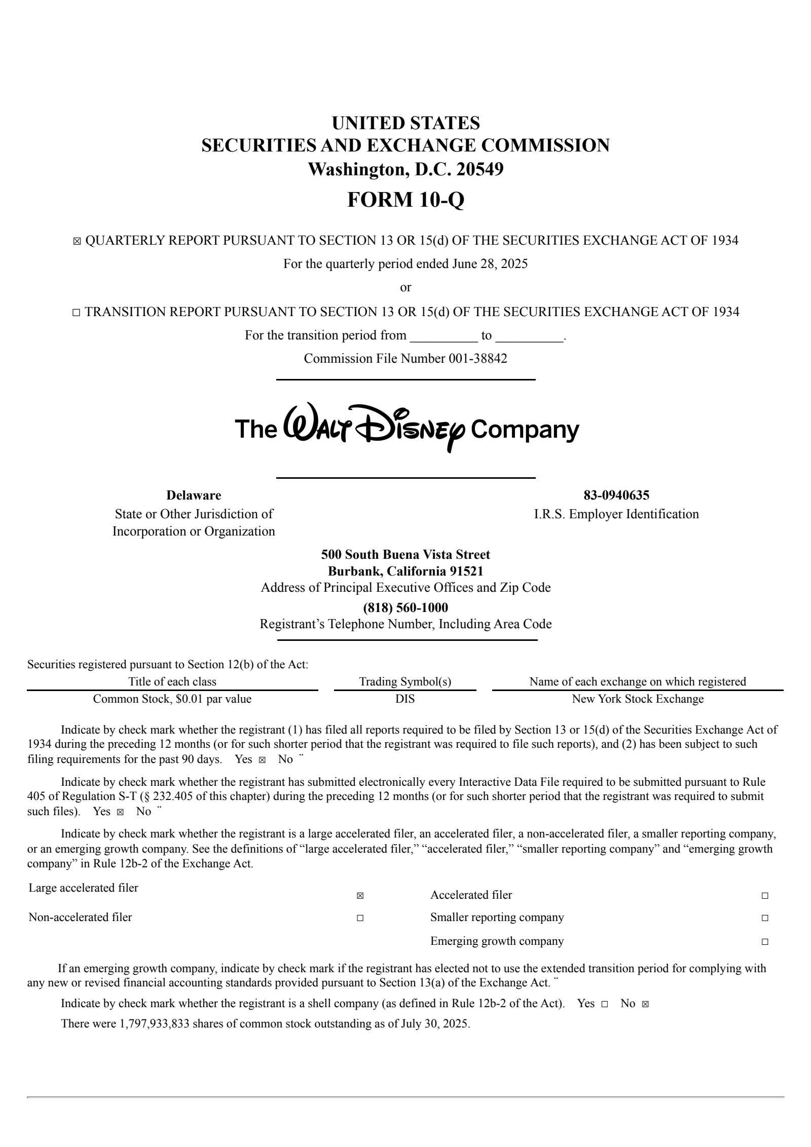 Walt Disney's Q3 2025 Quarterly report