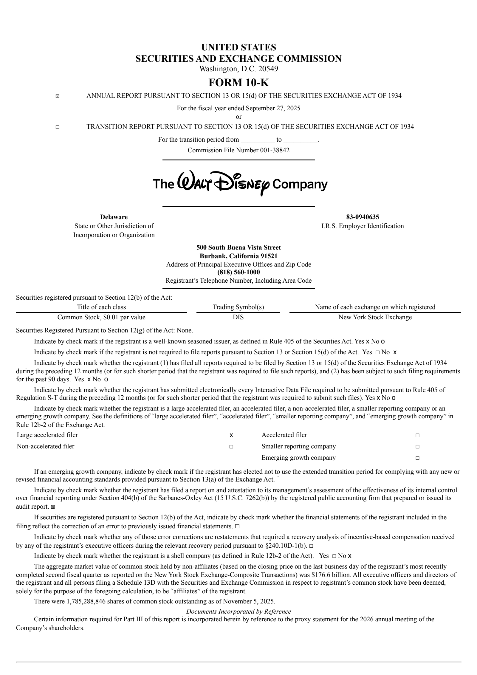 Walt Disney's Q4 2025 Annual Report