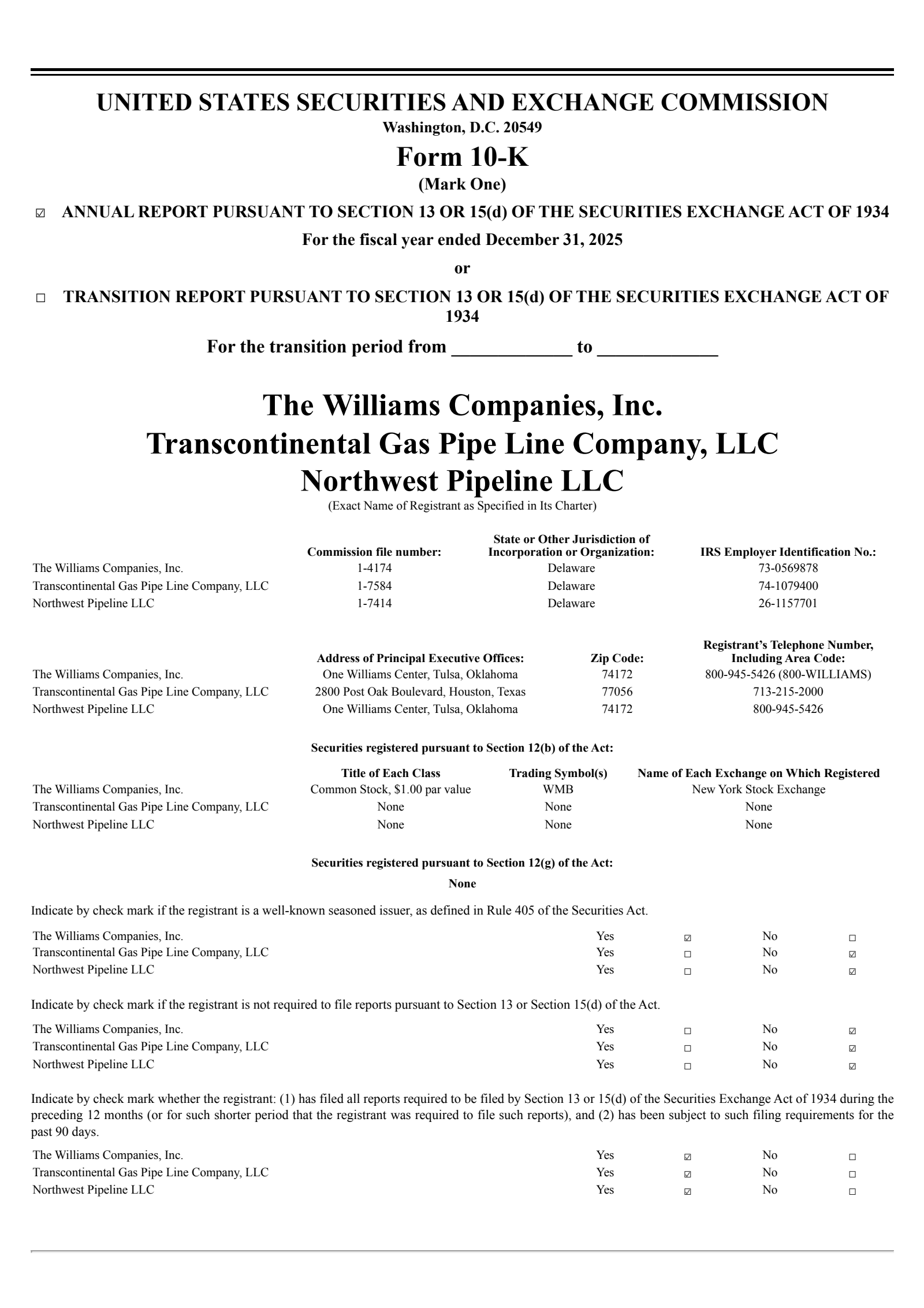 Williams Companies' Q4 2025 Annual report