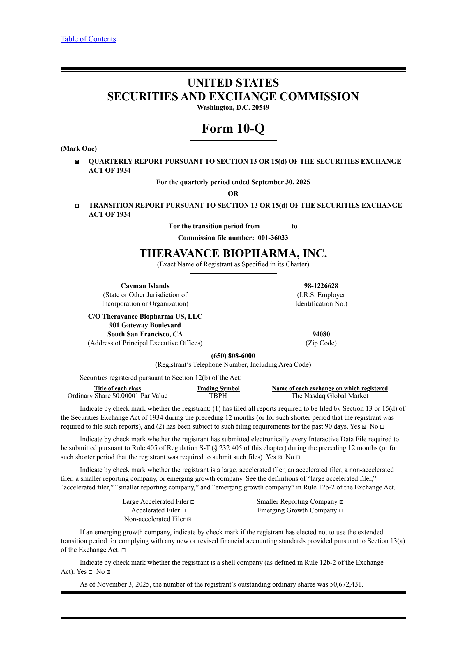 Theravance Biopharma's Q3 2025 Quarterly Report