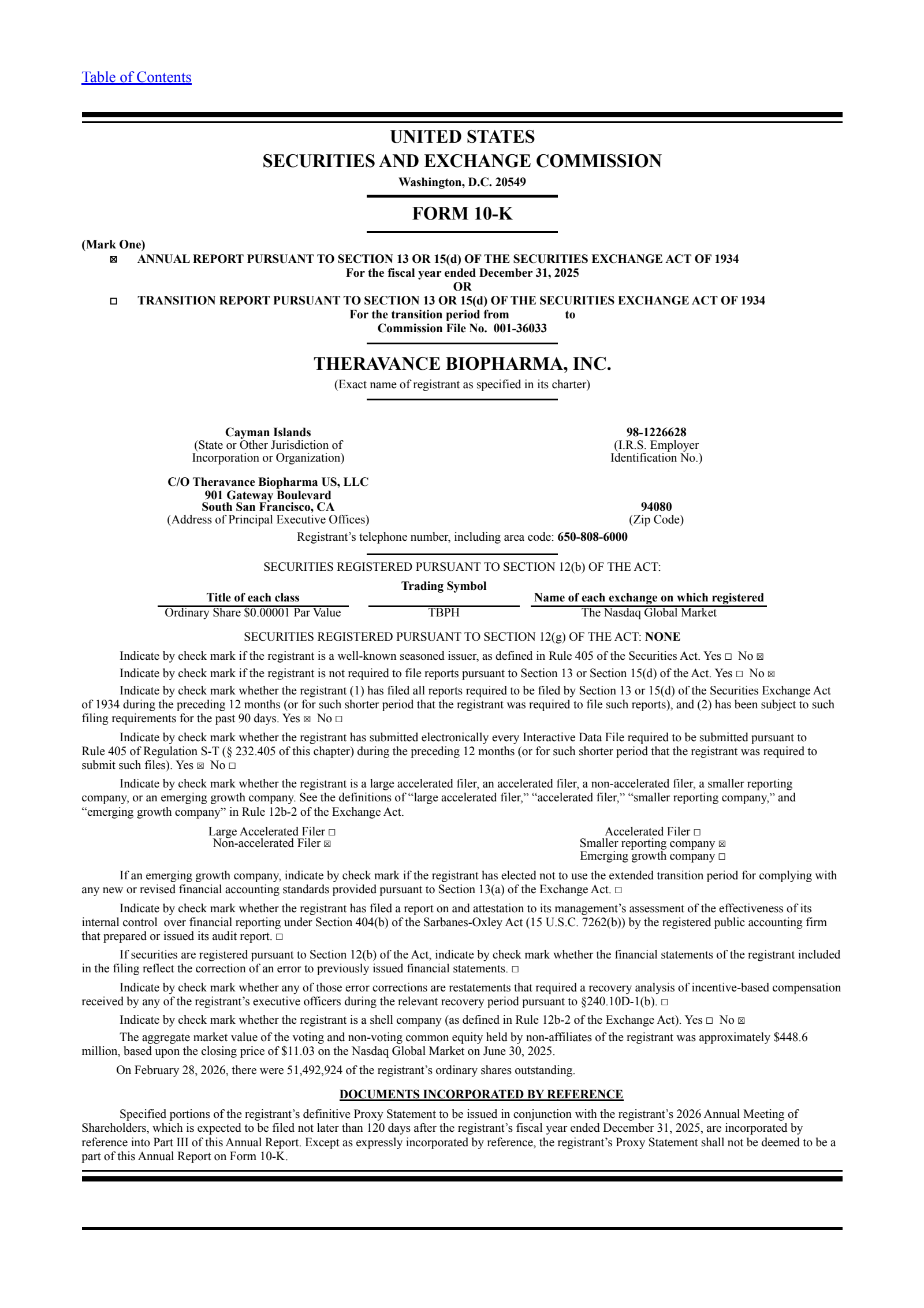 Theravance Biopharma's Q4 2025 Annual report