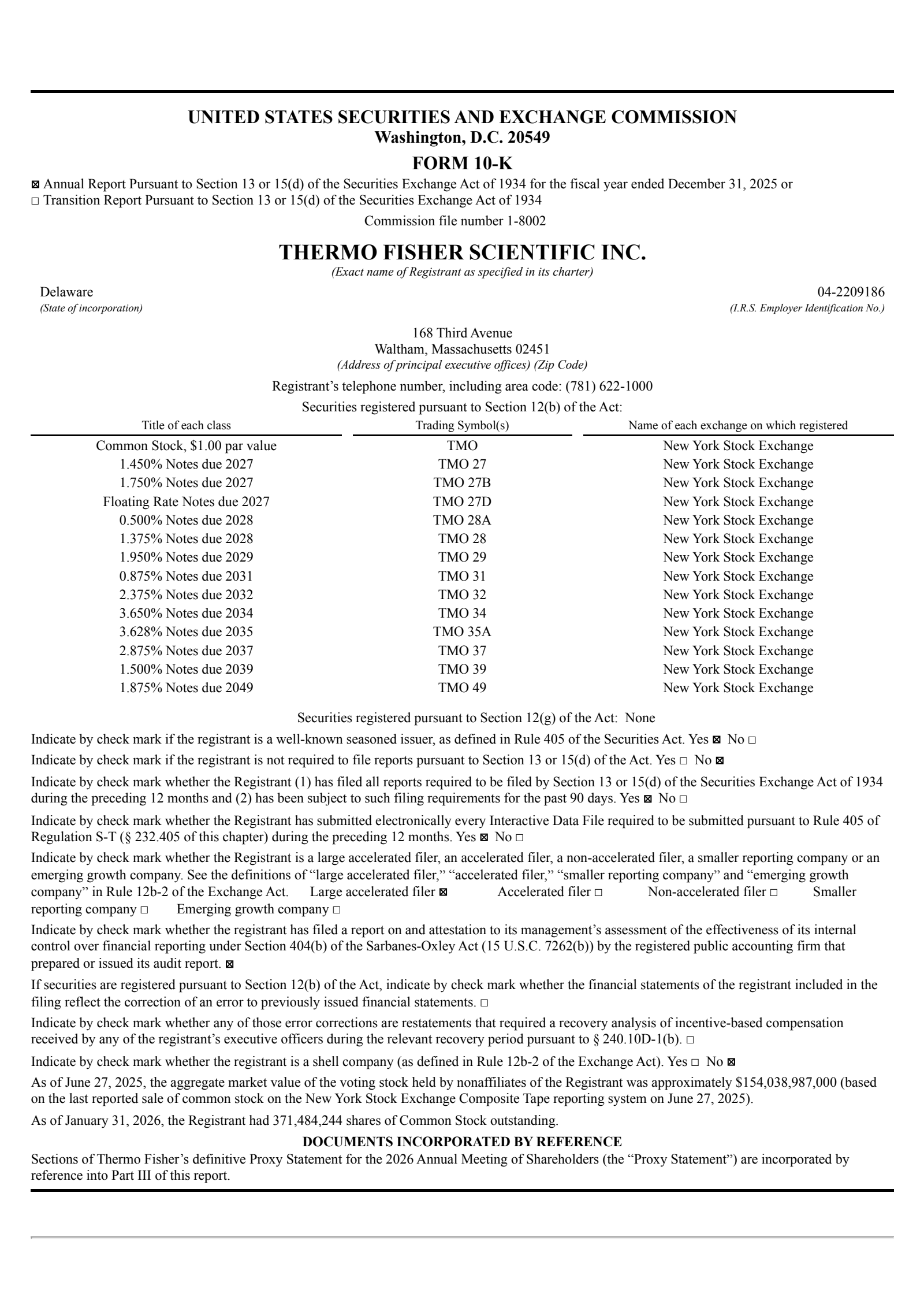 Thermo Fisher Scientific's Q4 2025 Annual report