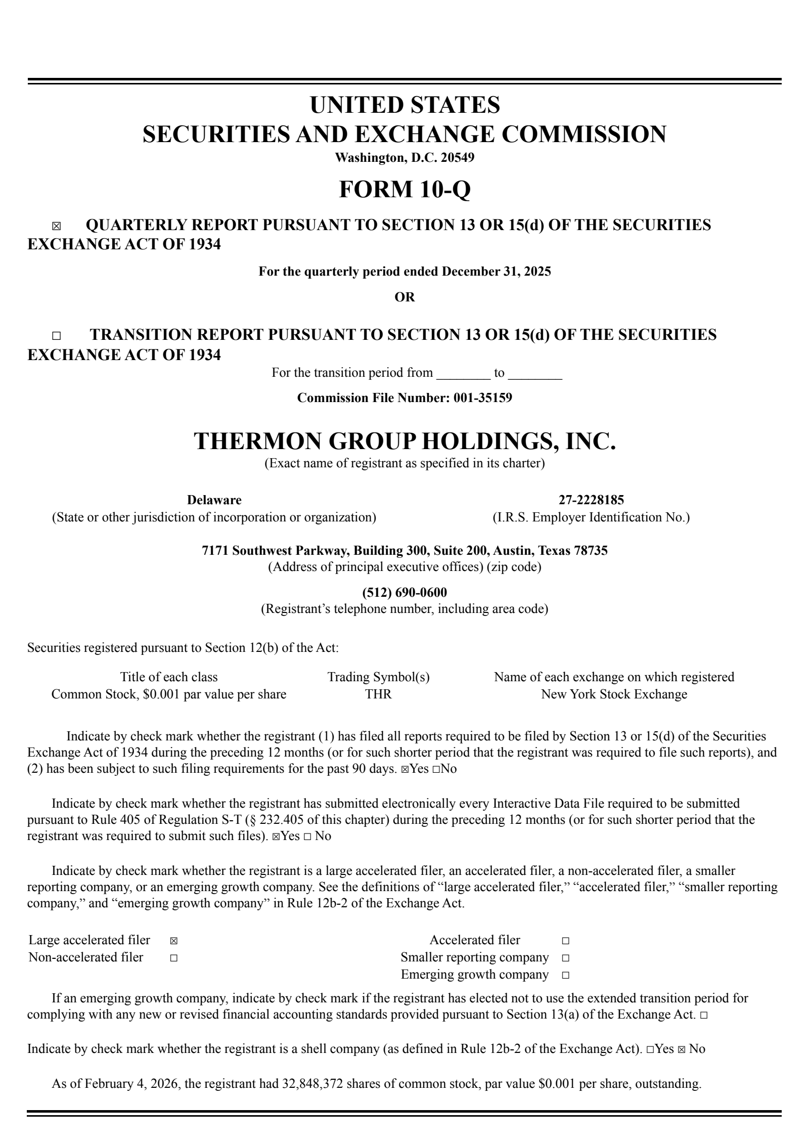 Thermon Group's Q3 2026 Quarterly report