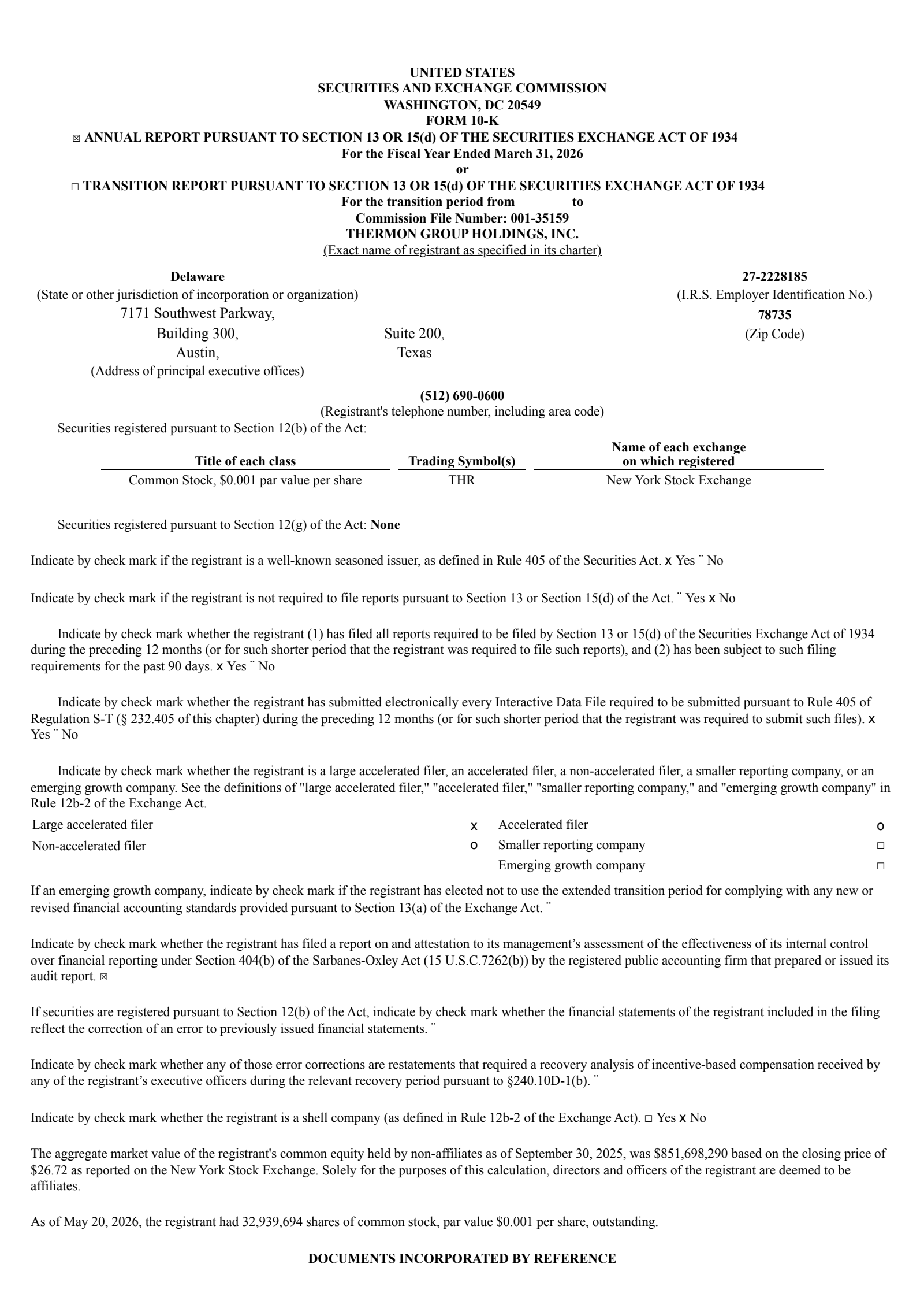 Thermon Group's Q4 2026 Annual report