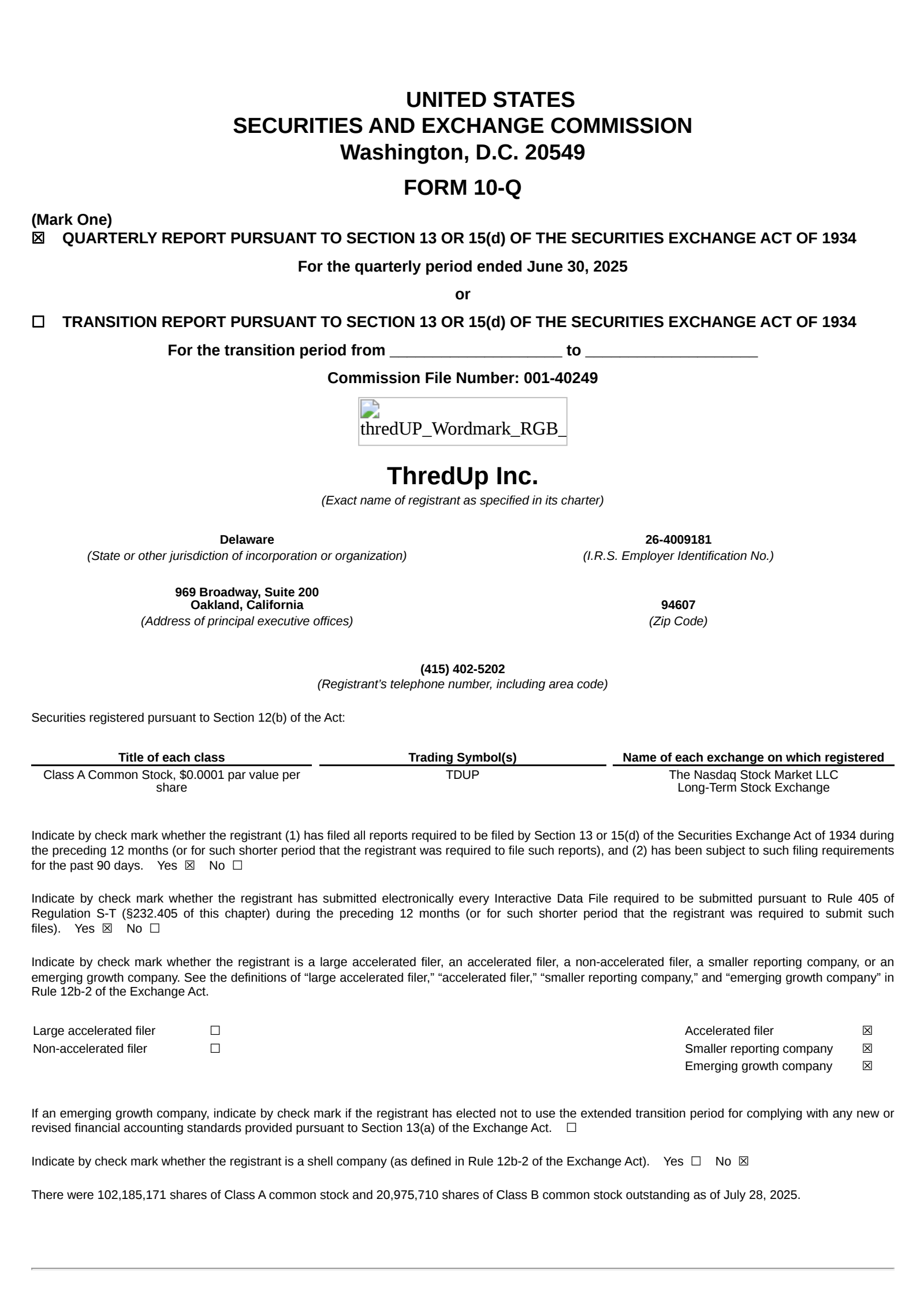 ThredUp's Q2 2025 Quarterly report