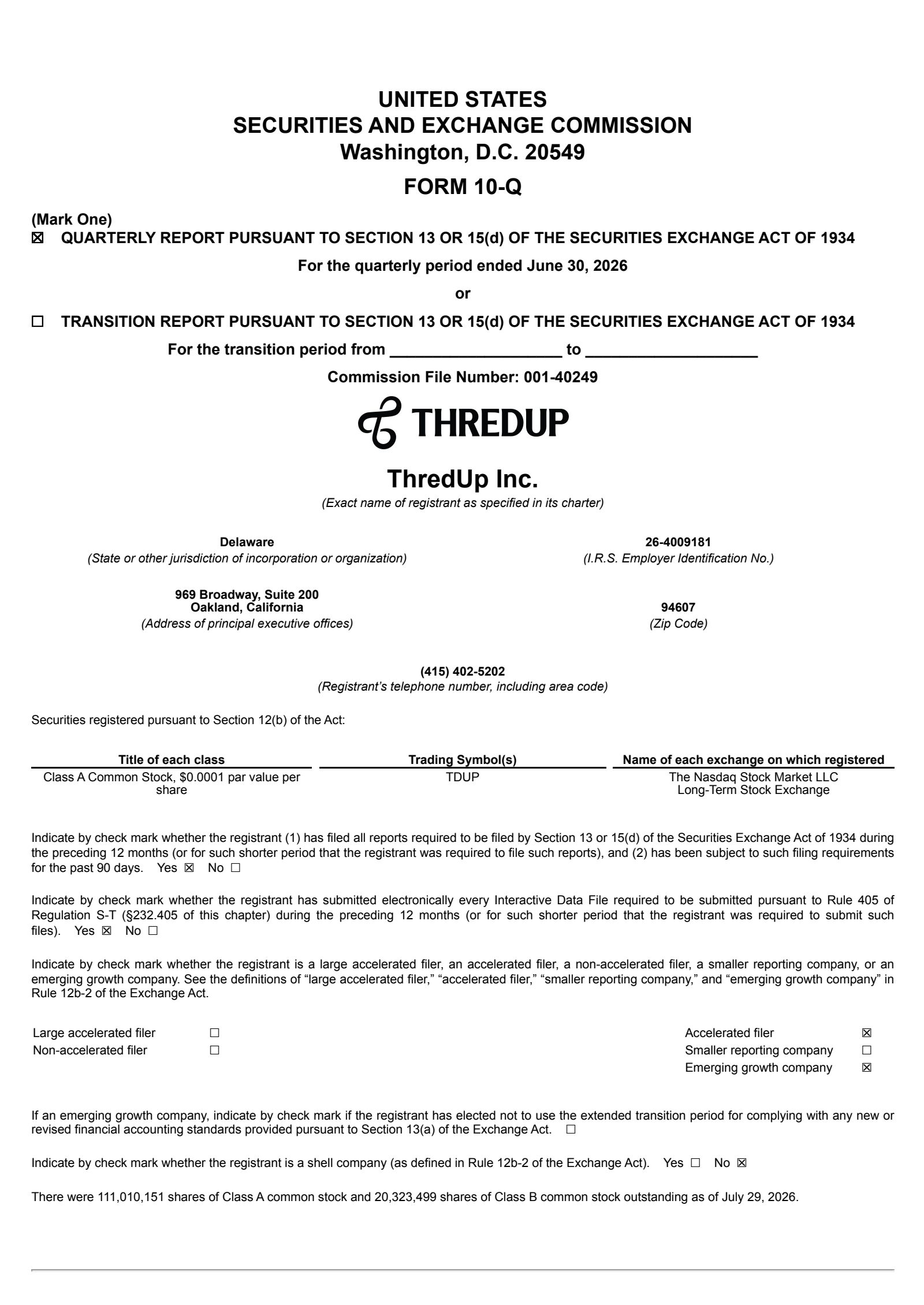 ThredUp's Q2 2026 Quarterly report
