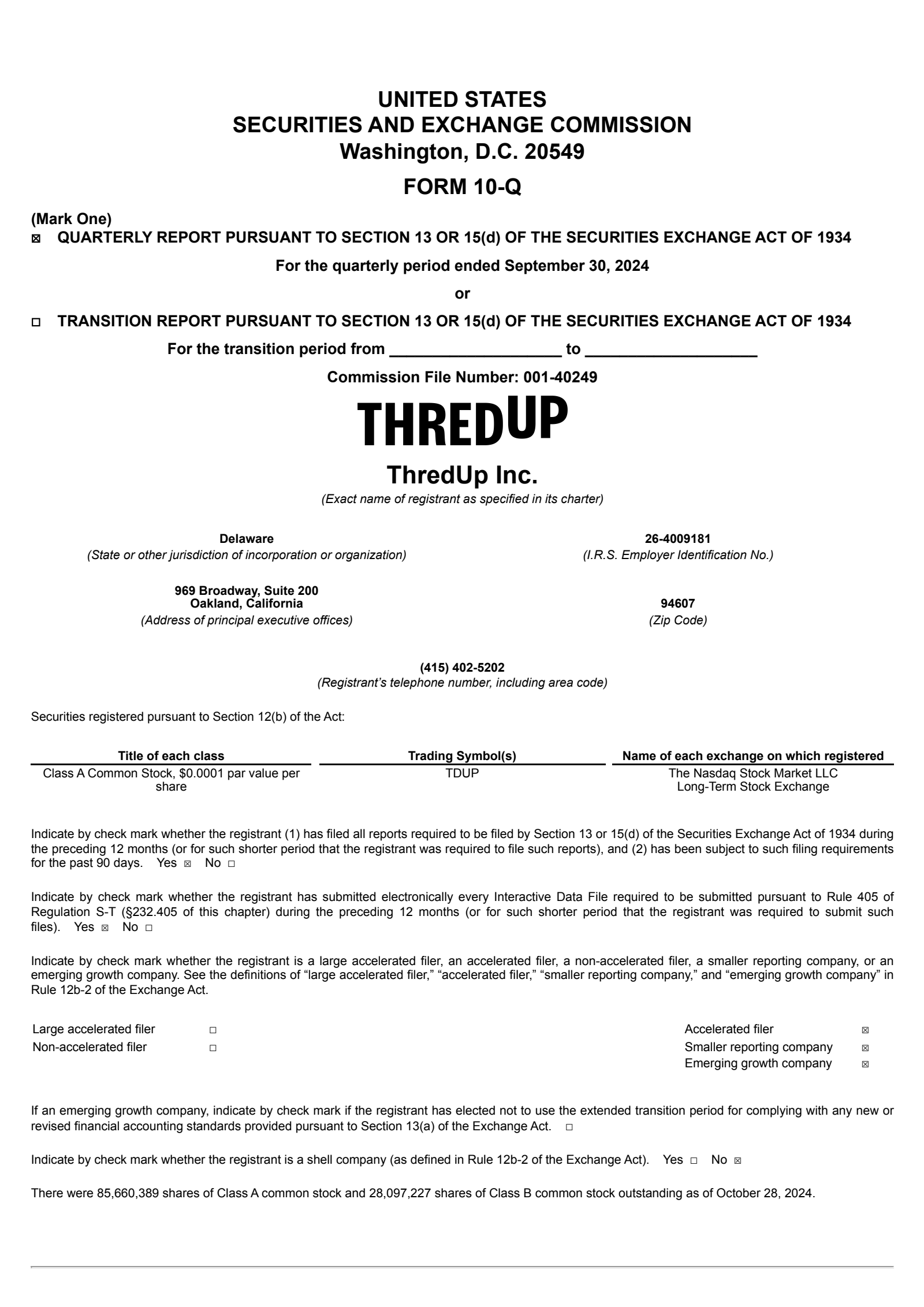 ThredUp's Q3 2024 Quarterly report
