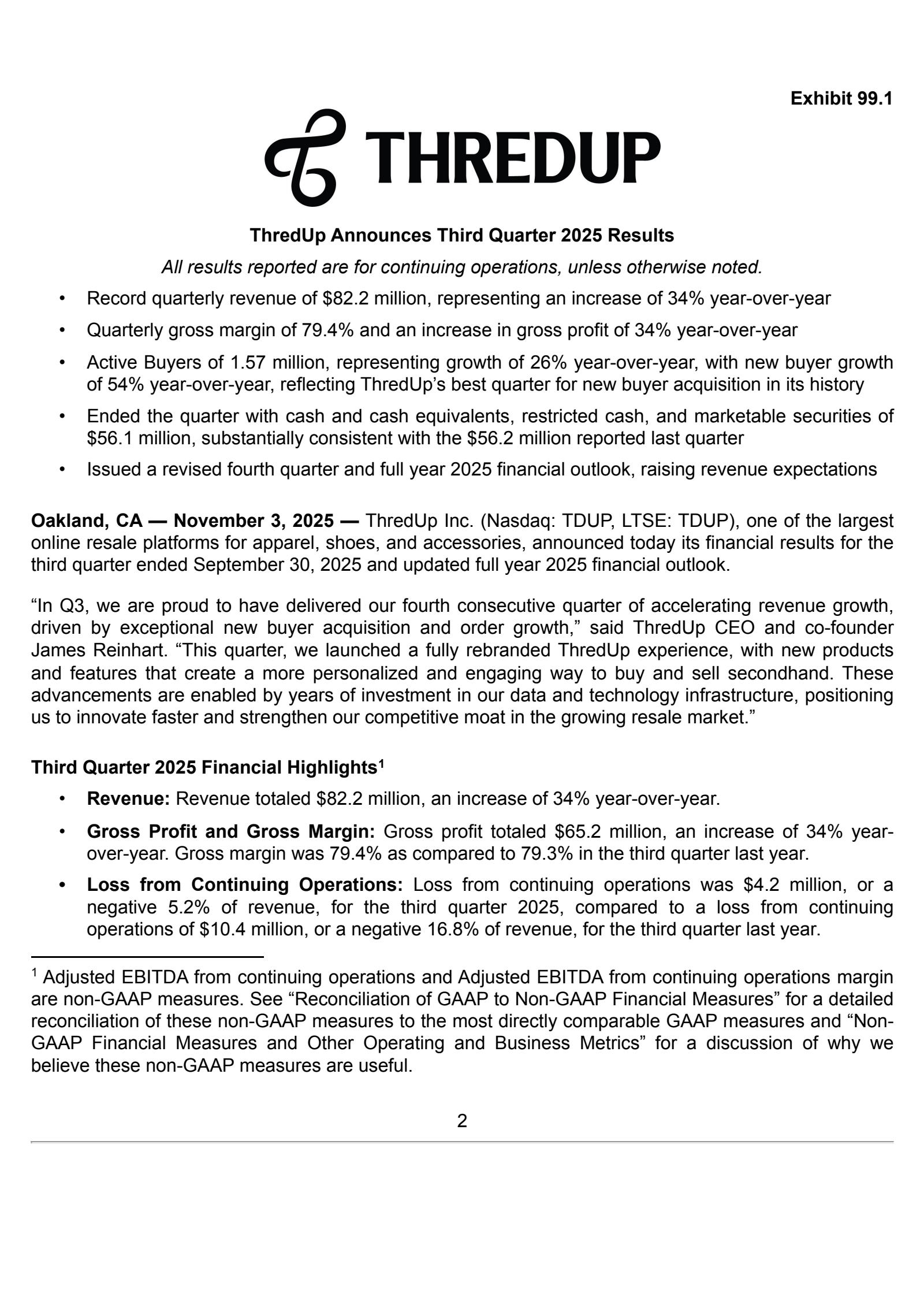ThredUp's Q3 2025 Earnings Release