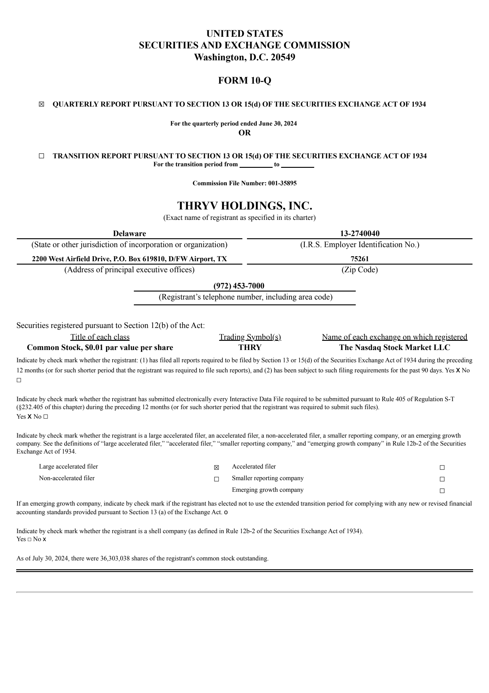 Thryv's Q2 2024 Quarterly report