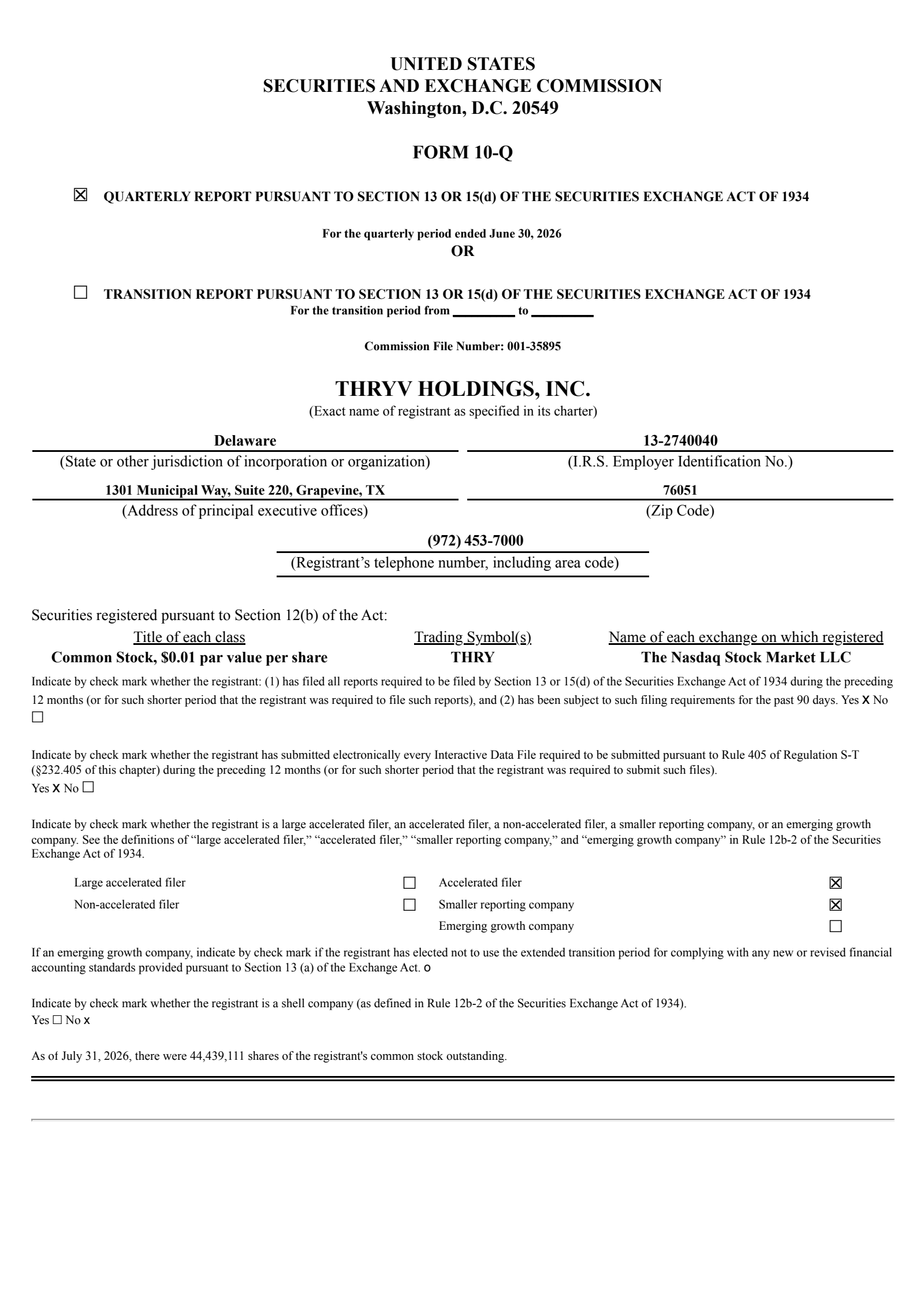 Thryv's Q2 2026 Quarterly report