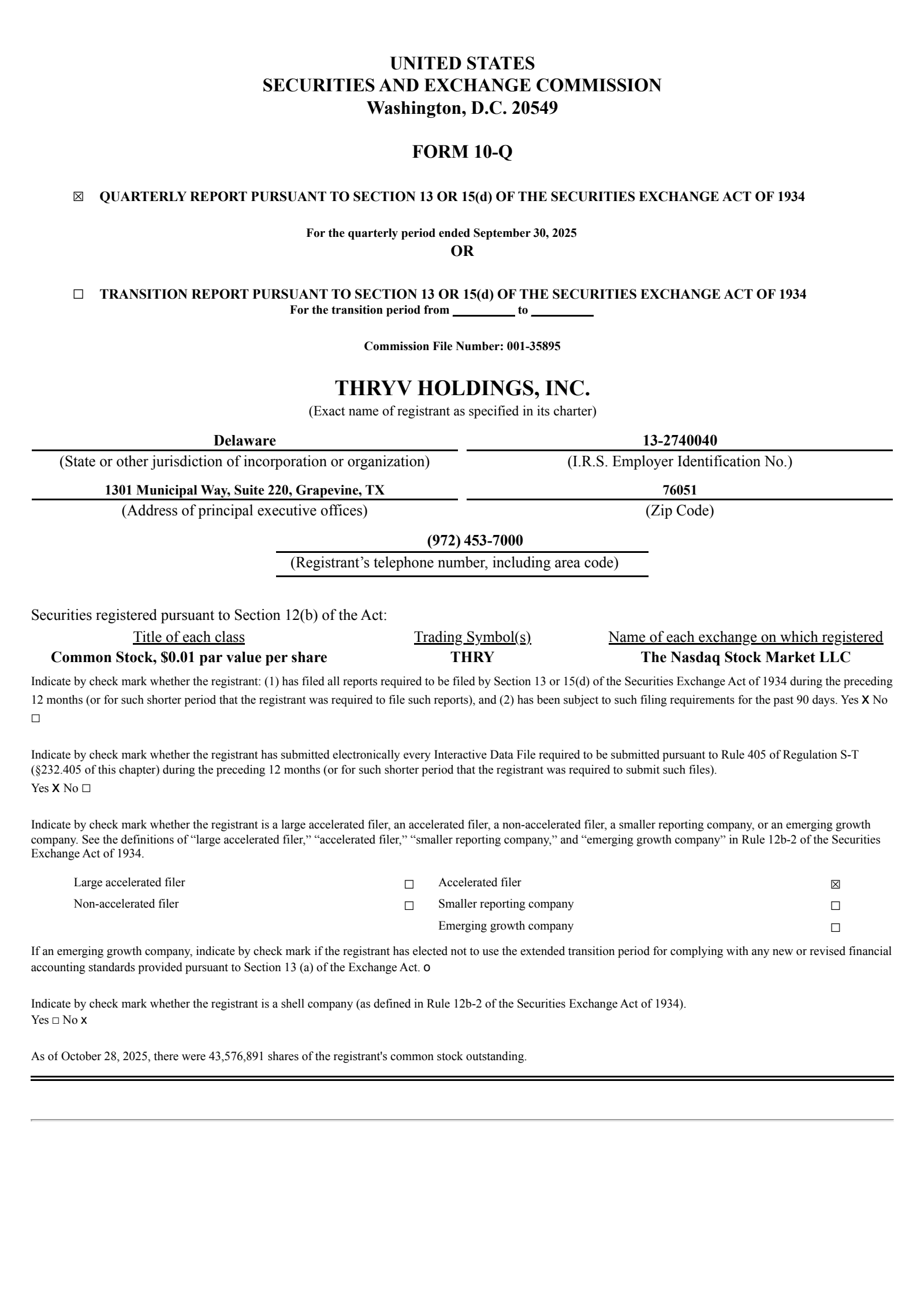 Thryv's Q3 2025 Quarterly Report