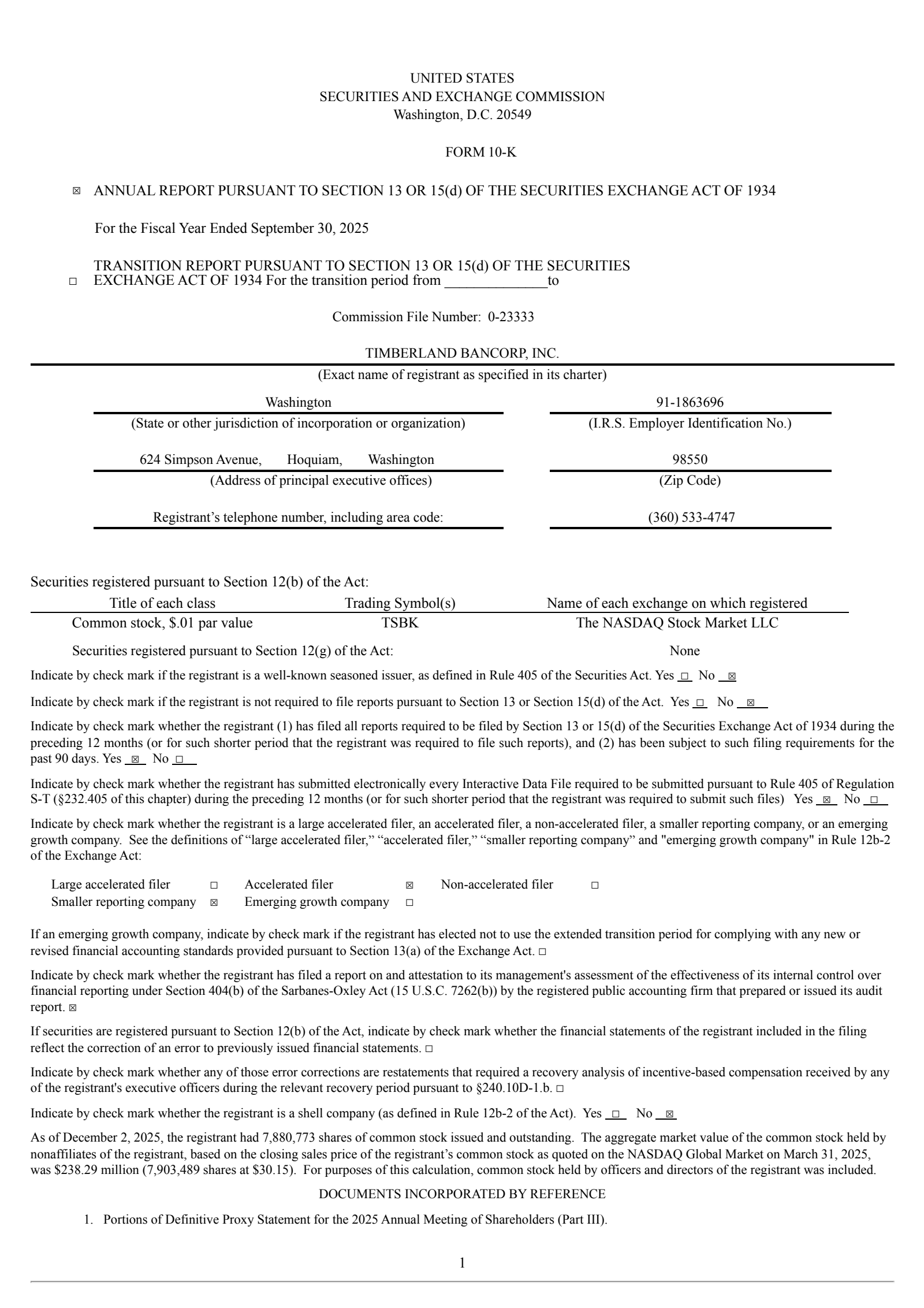 Timberland Bancorp's Q4 2025 Annual Report