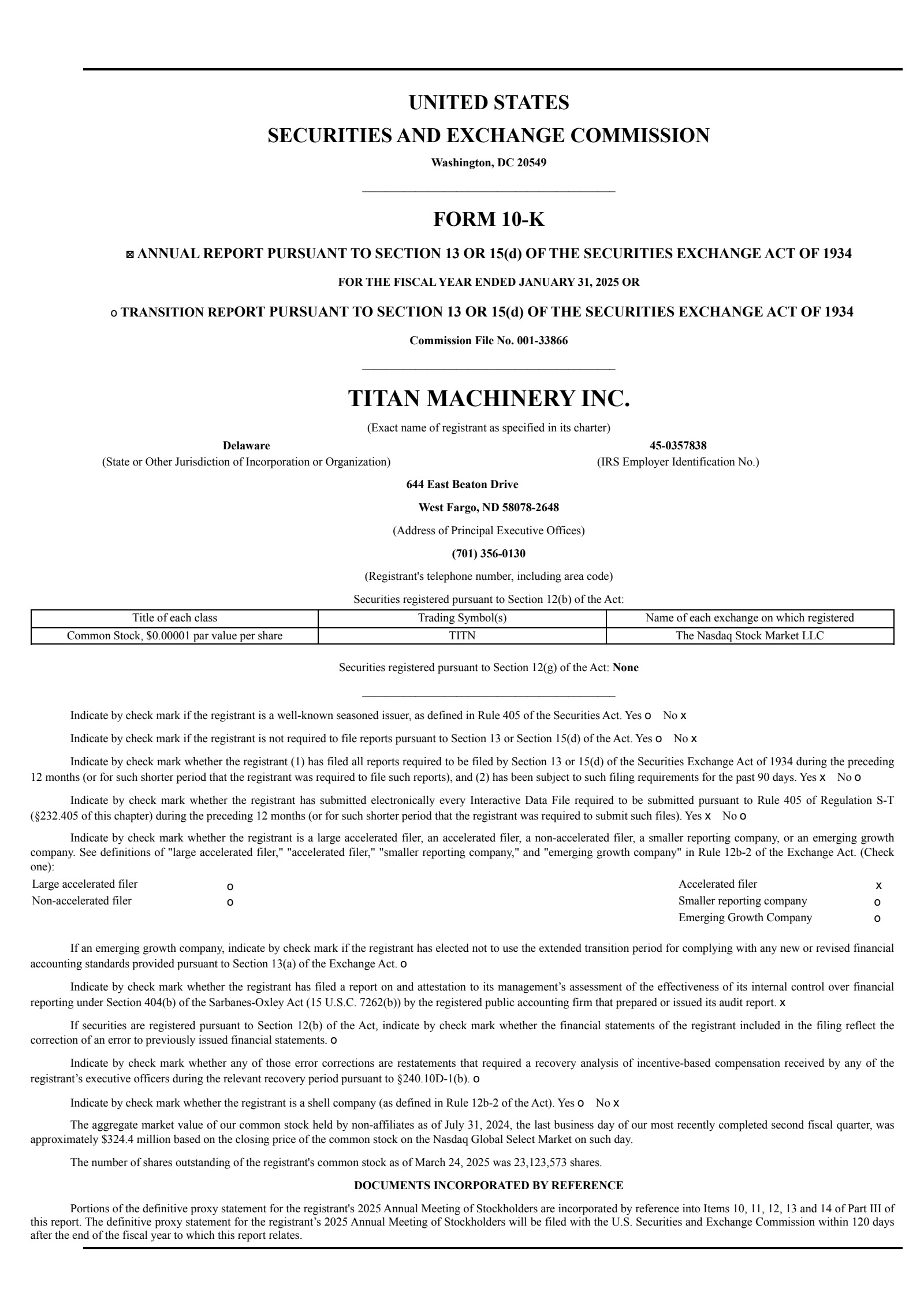 Titan Machinery's Q4 2025 Annual report