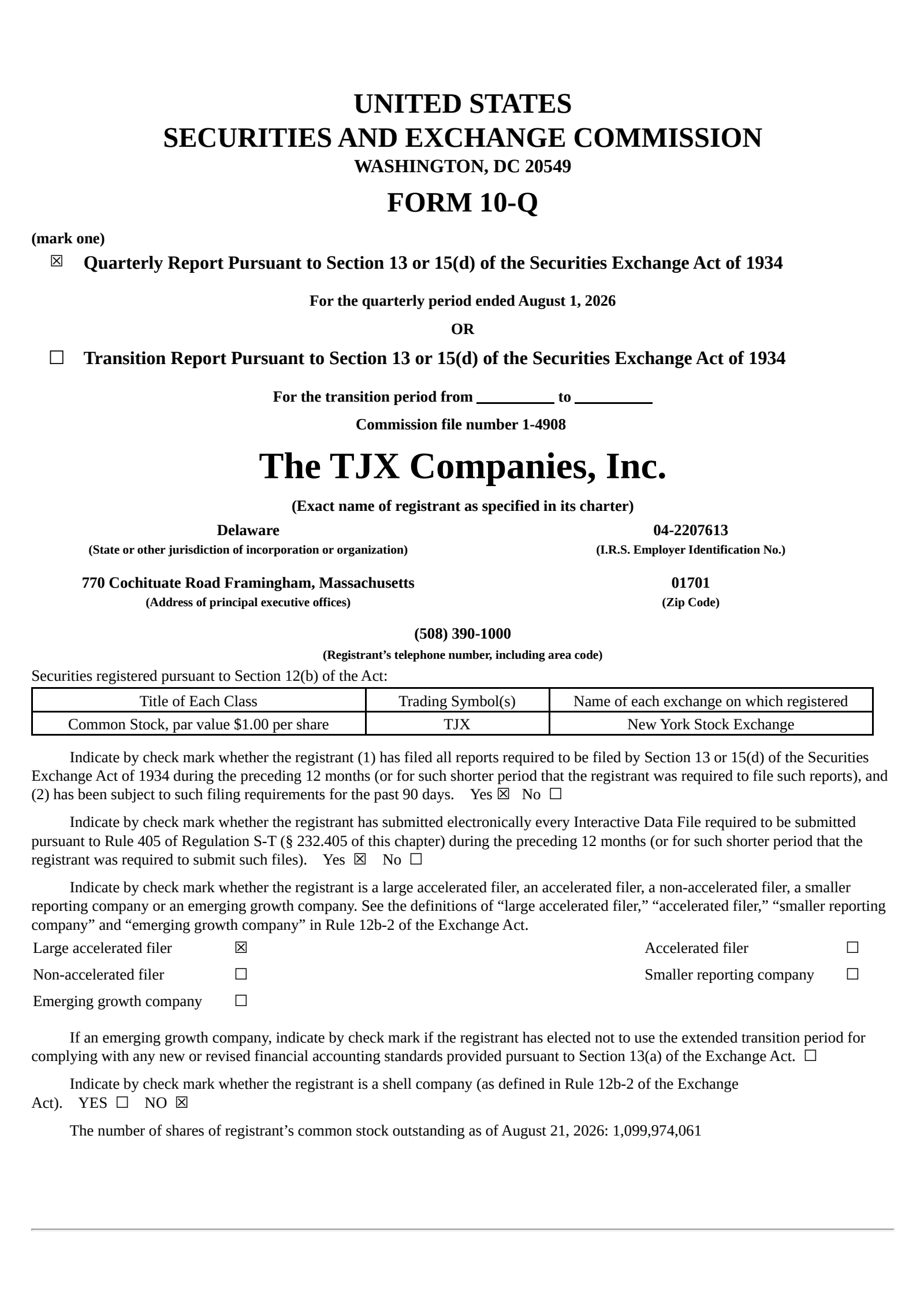 TJX Companies' Q2 2027 Quarterly report