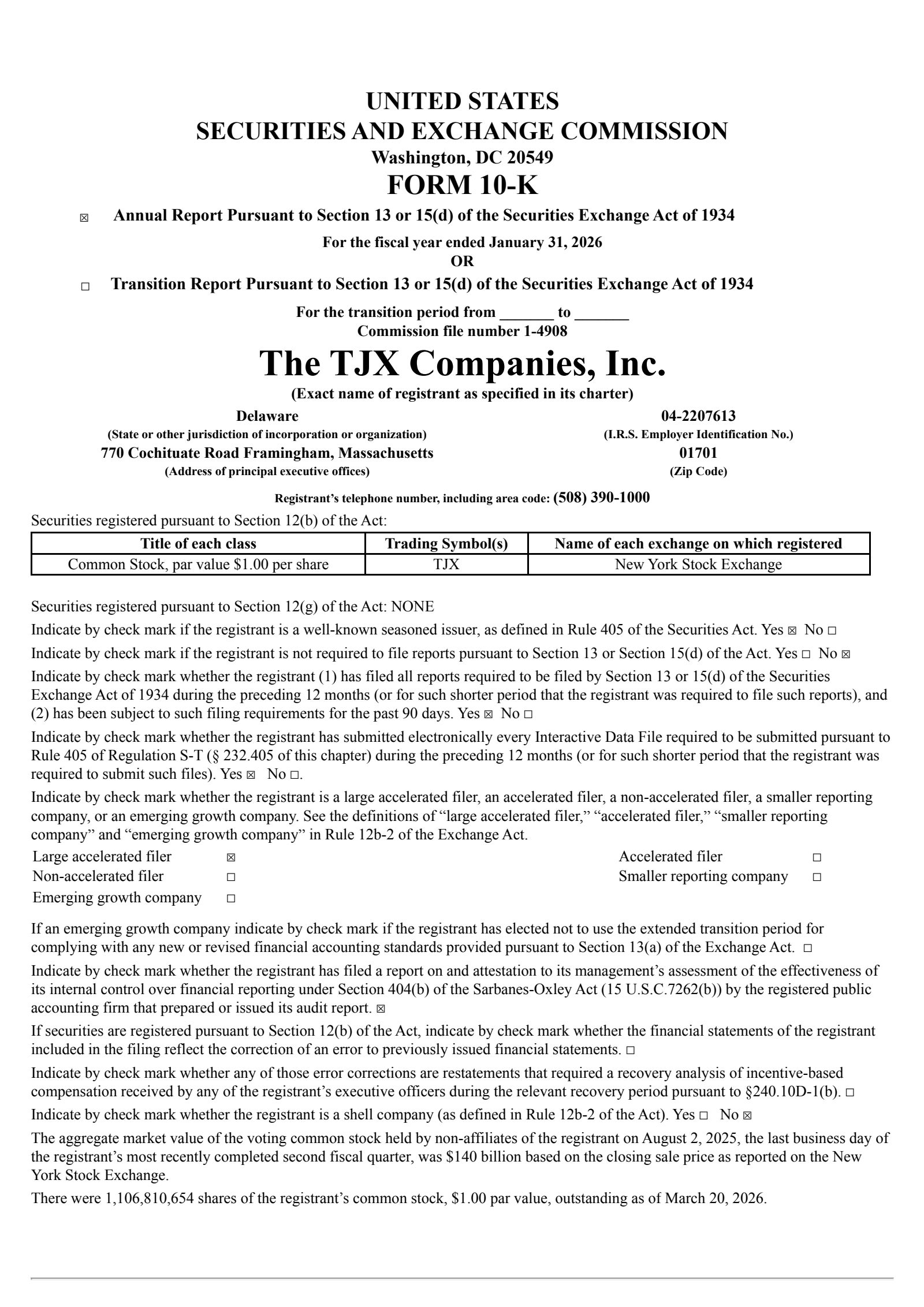 TJX Companies' Q4 2026 Annual report