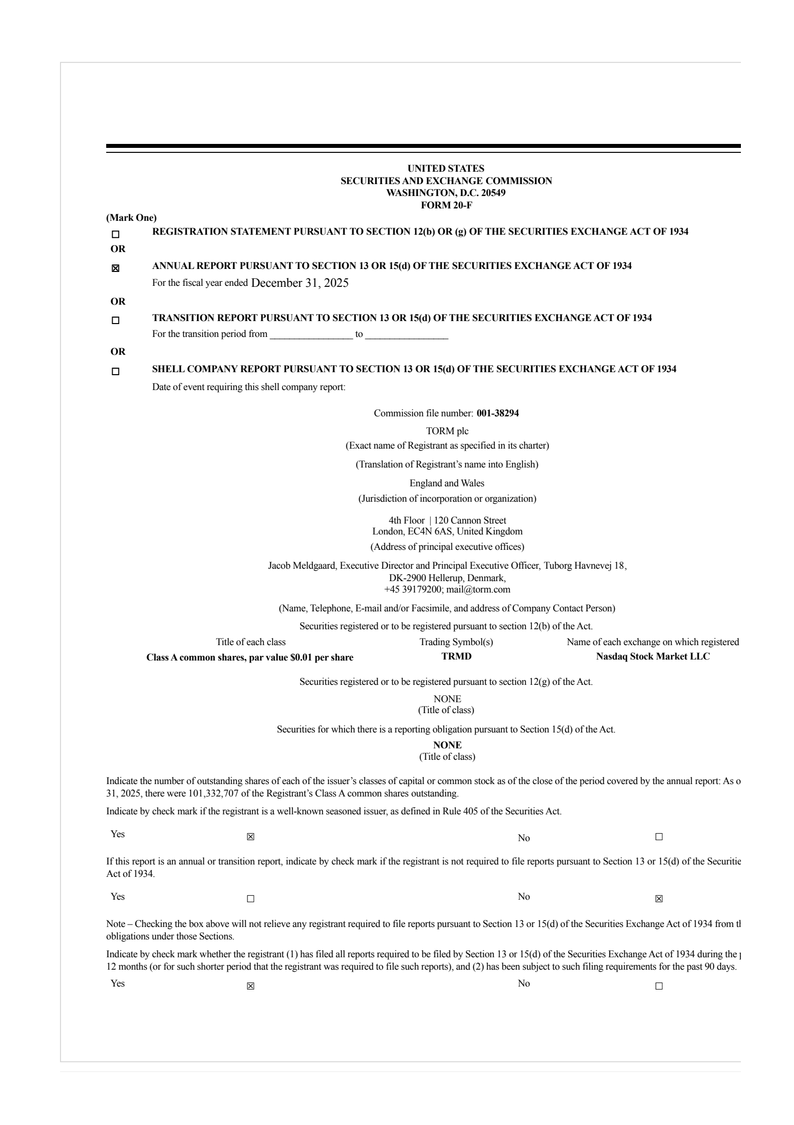 Torm's Q4 2025 Annual report