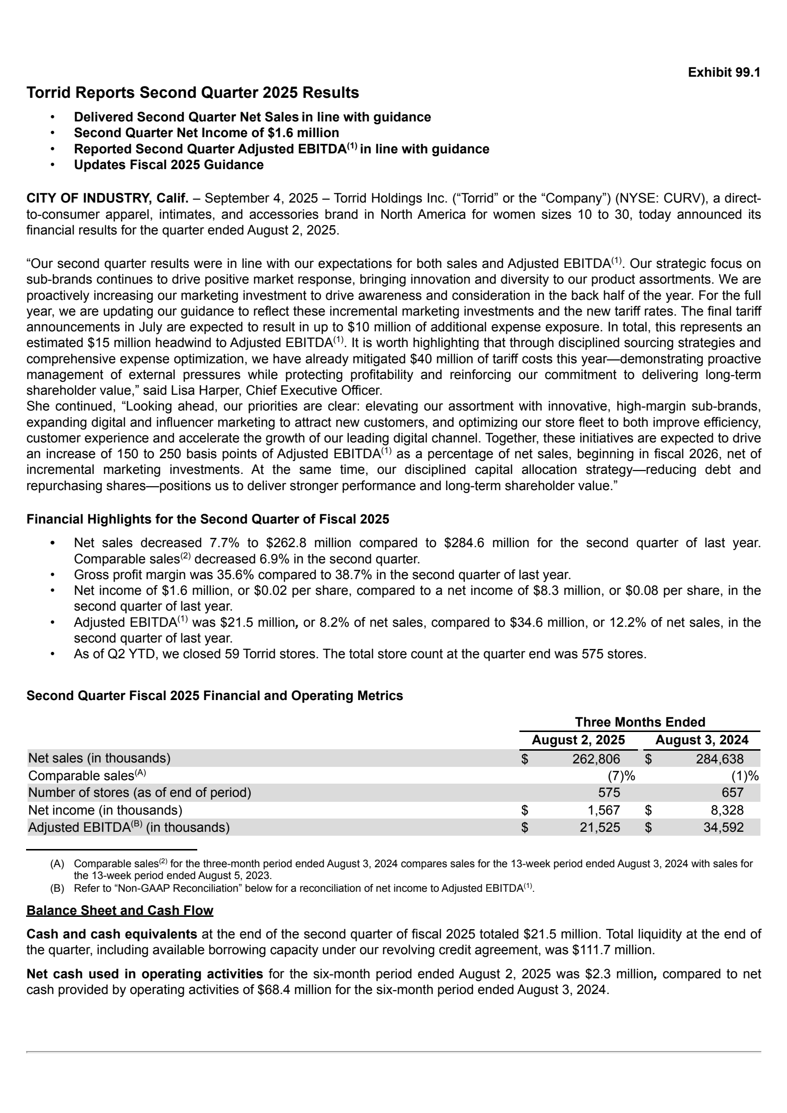 Torrid's Q2 2026 Press Release