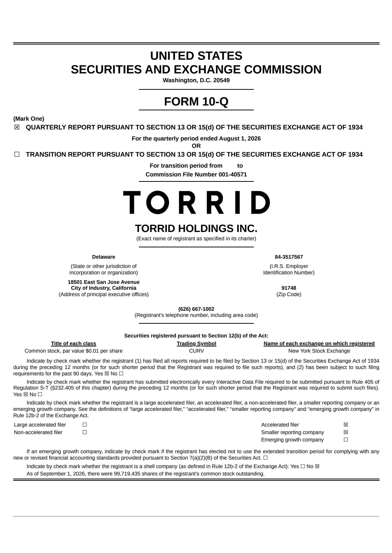 Torrid's Q2 2027 Quarterly report