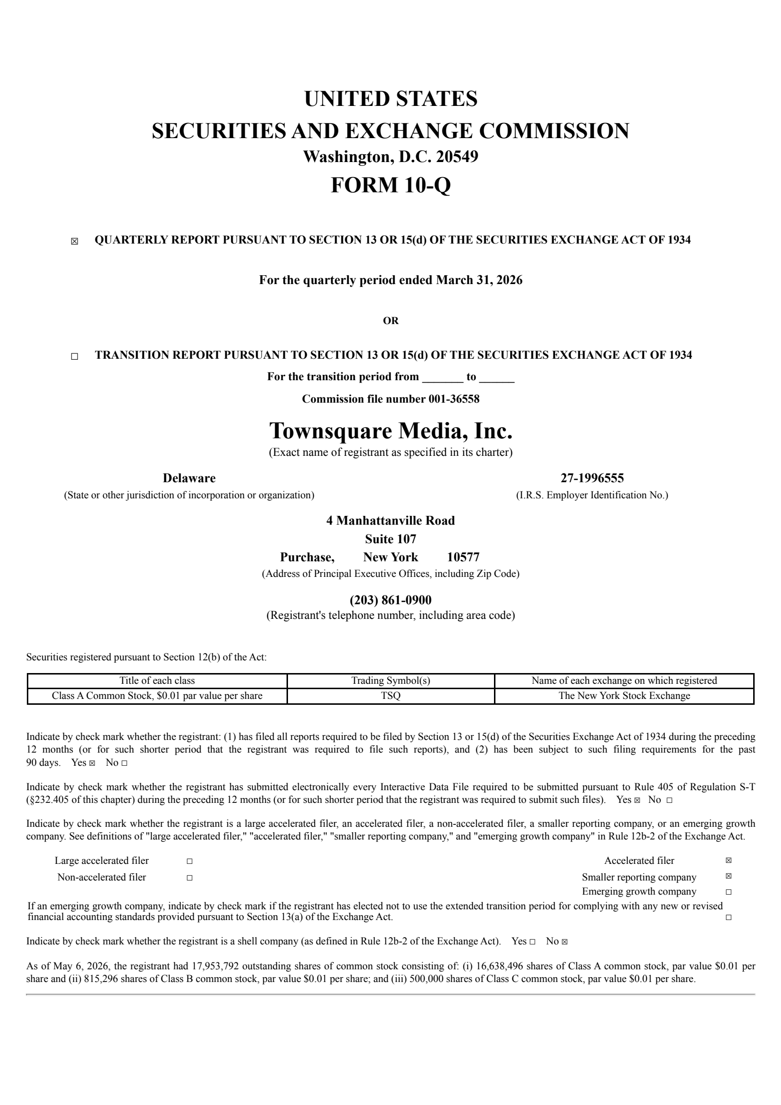 Townsquare Media's Q1 2026 Quarterly report