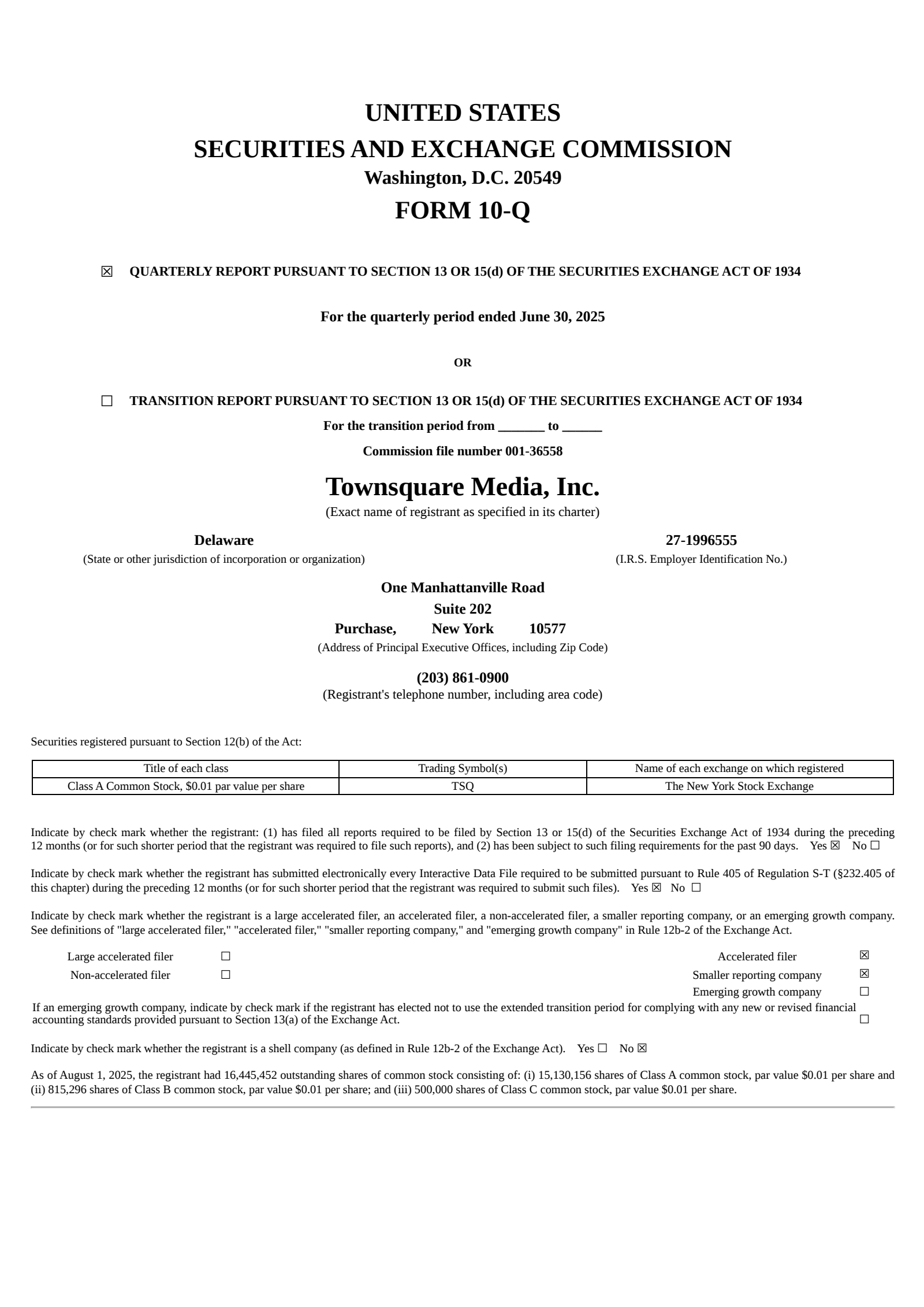 Townsquare Media's Q2 2025 Quarterly report