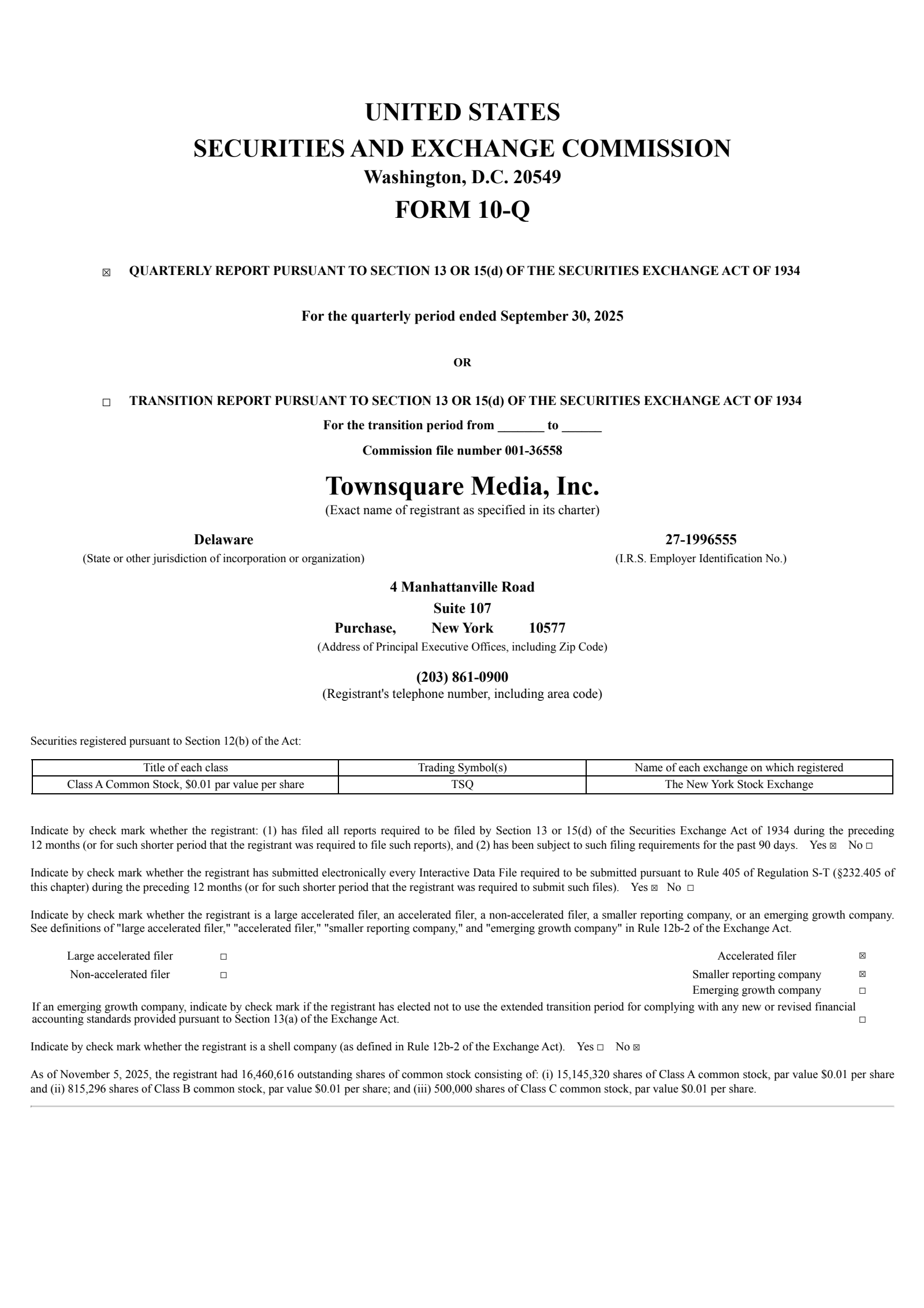 Townsquare Media's Q3 2025 Quarterly Report