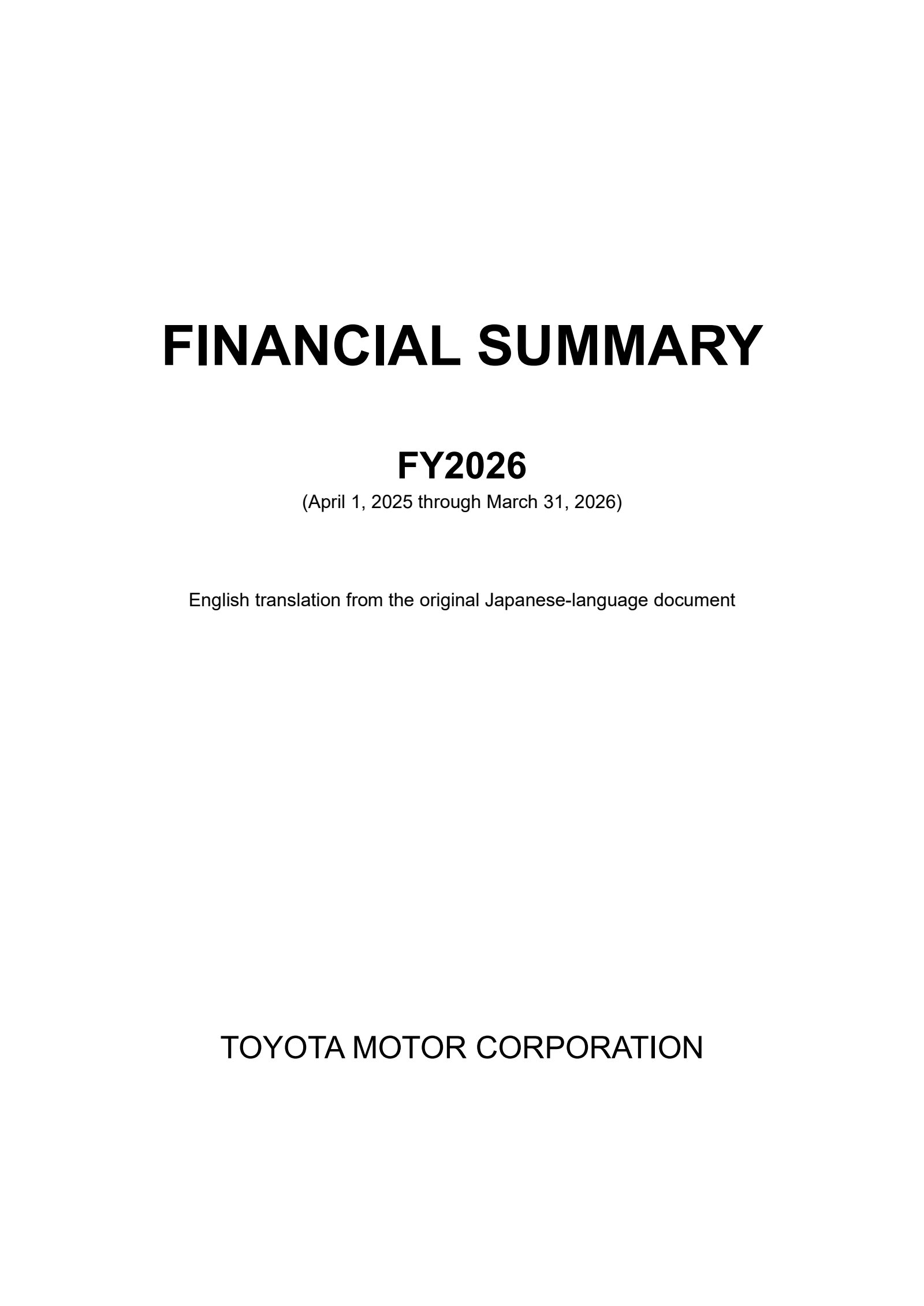 Toyota Motor's Q4 2026 Interim report