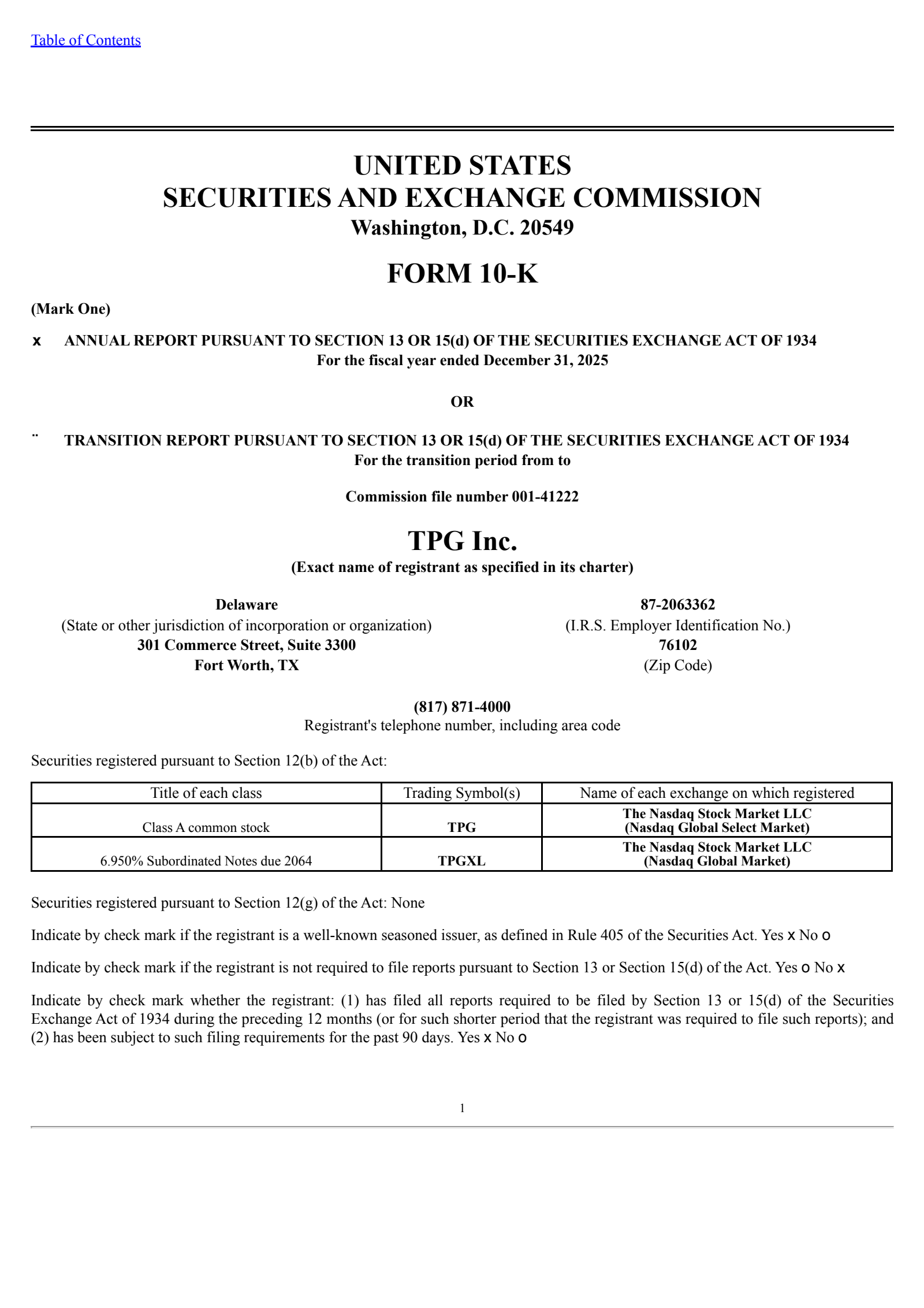 TPG's Q4 2025 Annual report